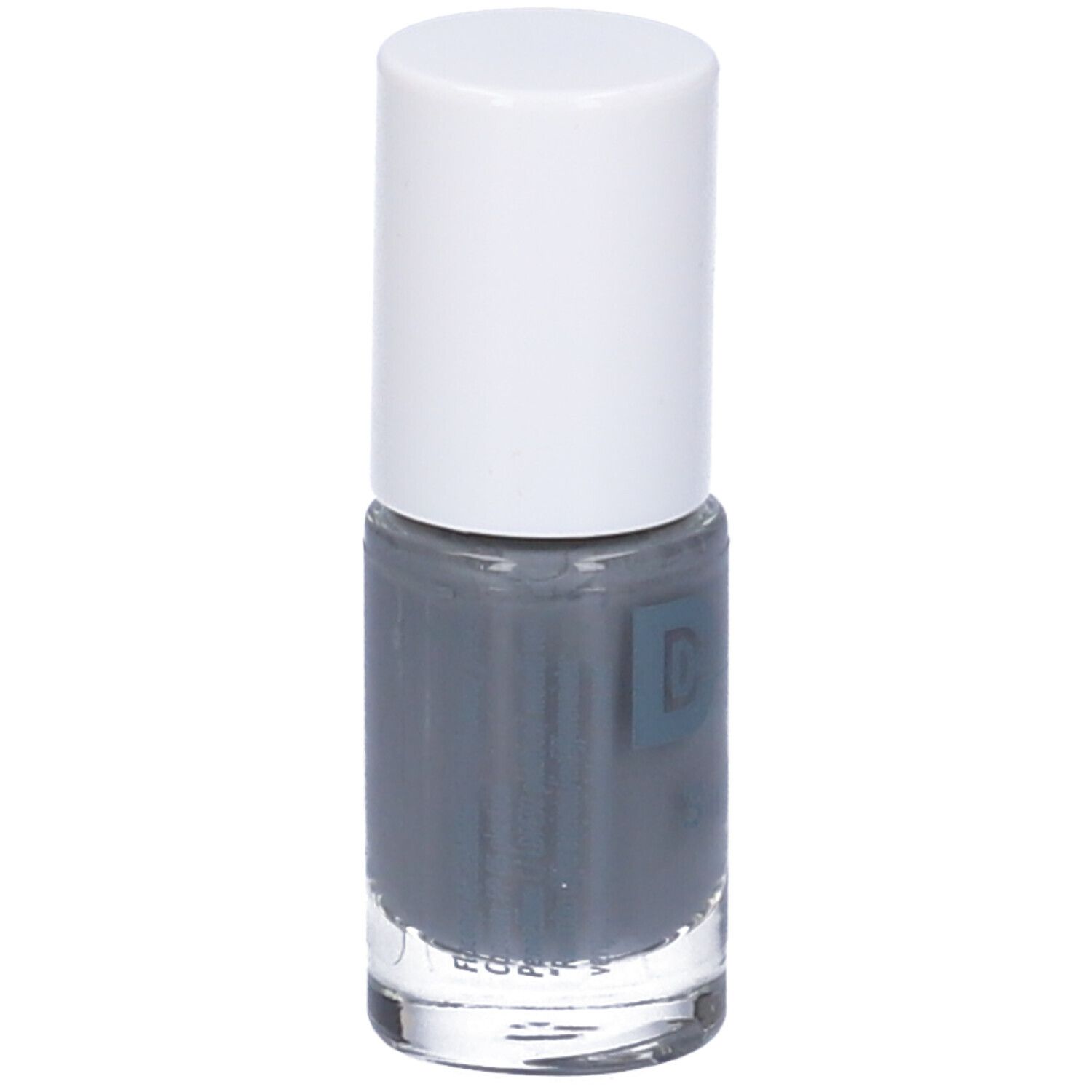 Flacone di smalto grigio con tappo bianco. Scritta: Dermovitamina Micoblock 3 in 1 Smalto Idratante E Traspirante.
