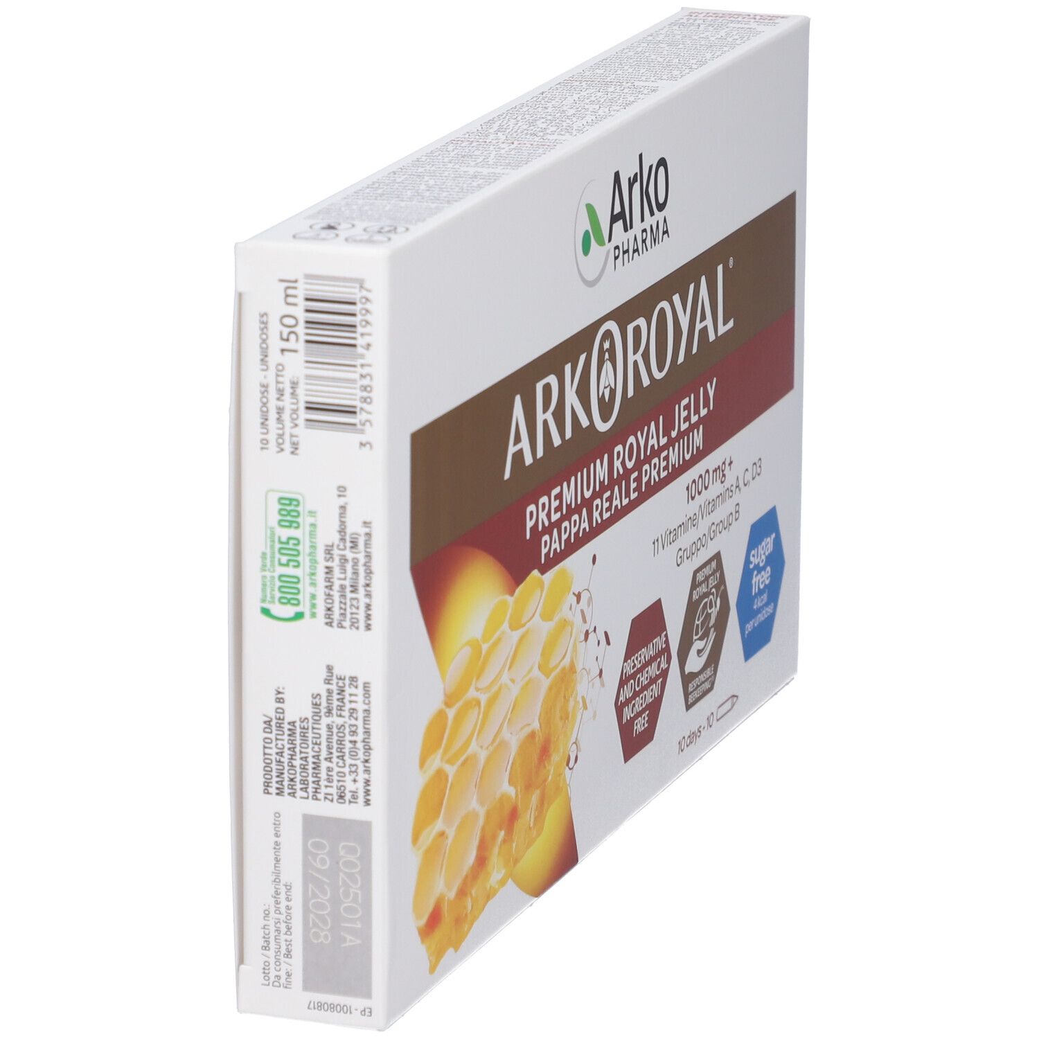 Arko Royal Premium Royal Jelly Packung mit 10 Ampullen, 150 ml.