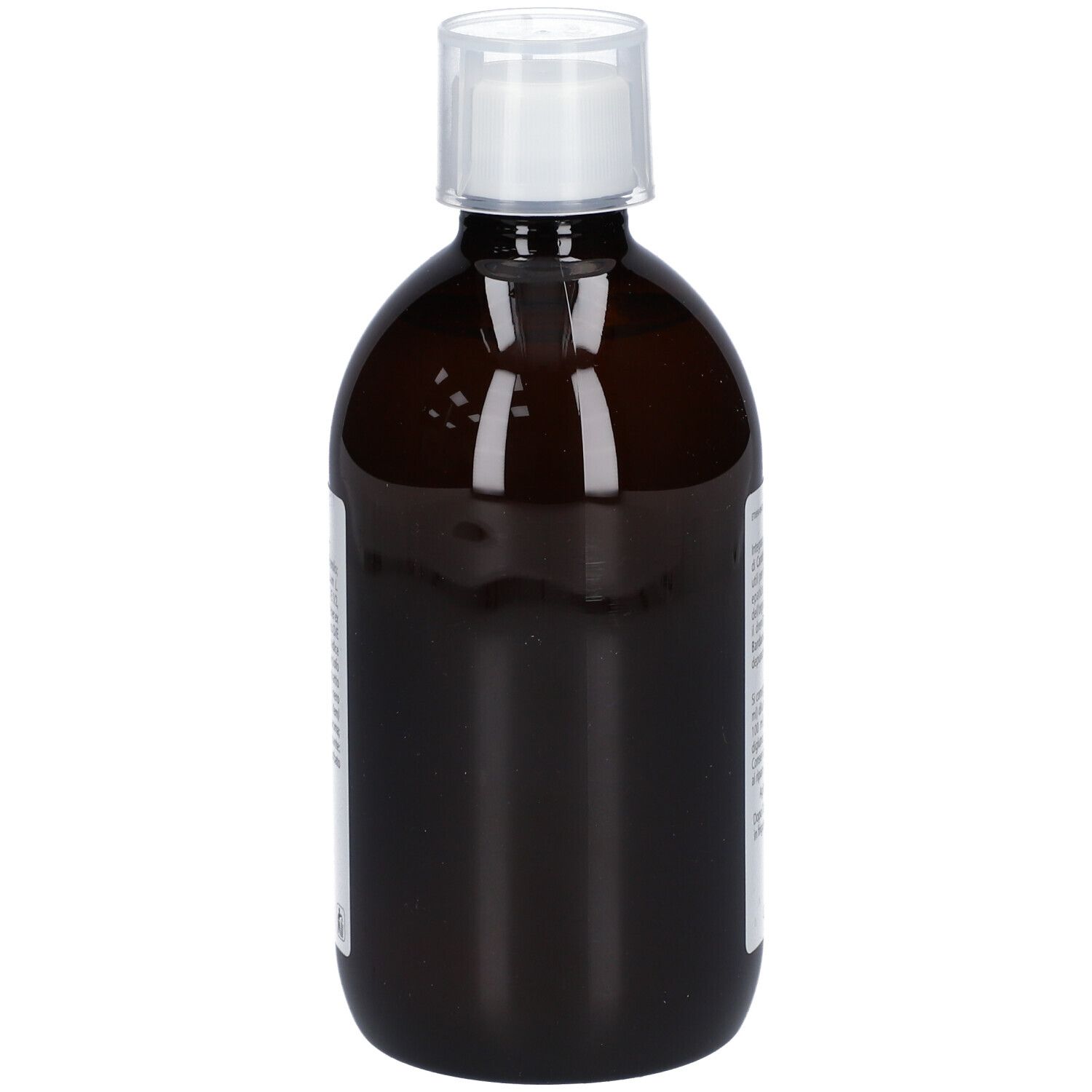 Bottiglia marrone con tappo bianco. Retro con testo. Scritto: Depurerbe drink. Testo: Integratore alimentare.