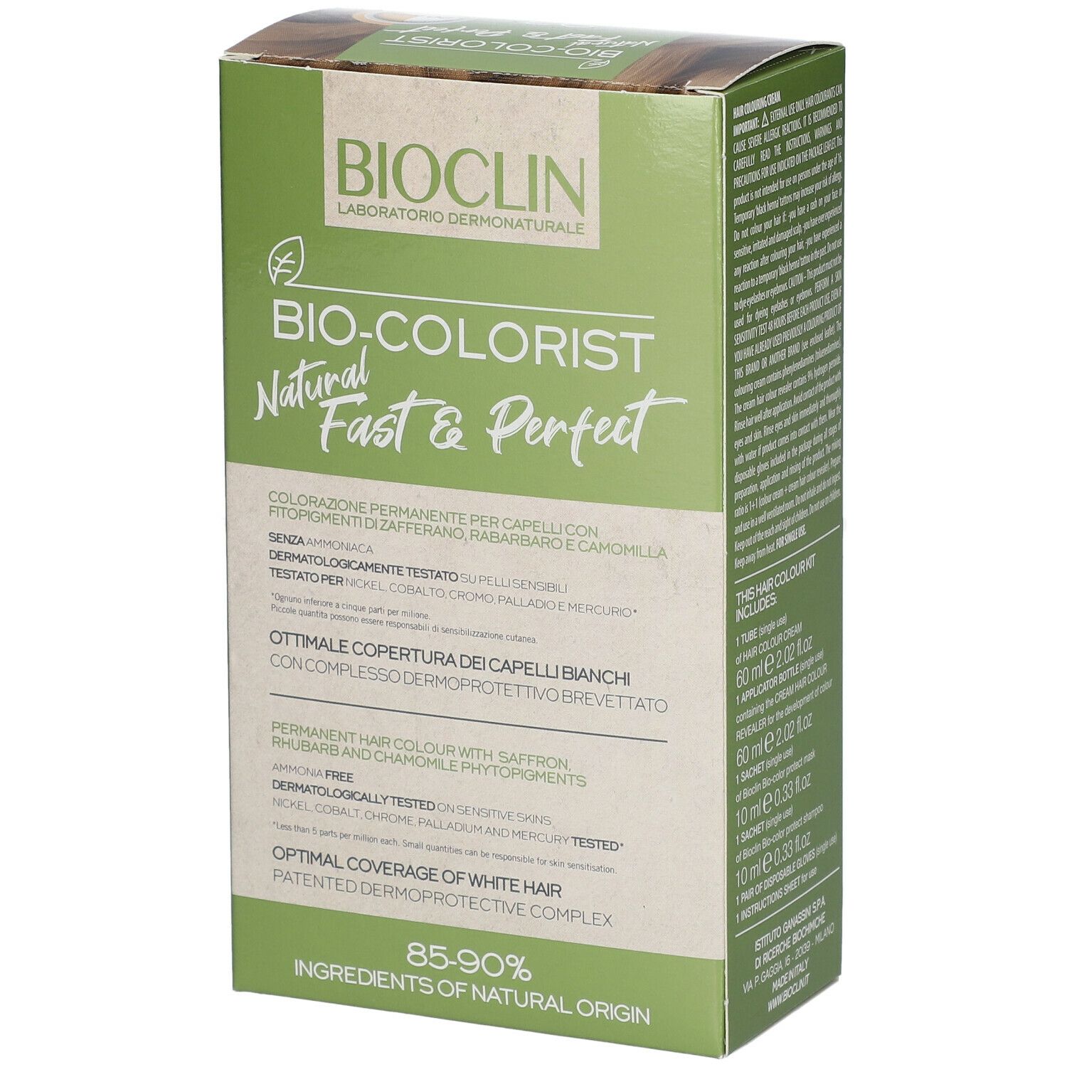 BIOCLIN Bio-Colorist 9.3. Confezione con testo. Contiene ingredienti e istruzioni. Tinta permanente.