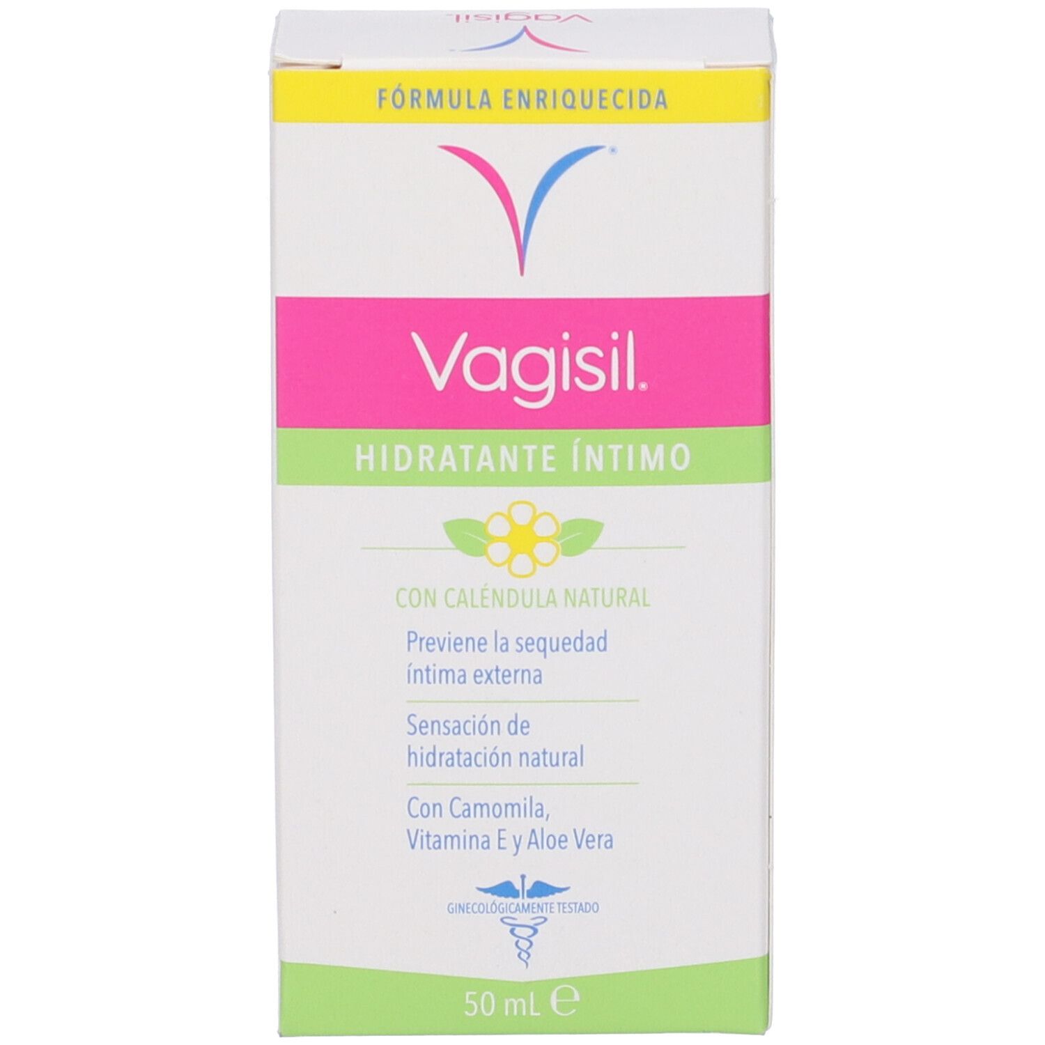 Karton Vagisil Intima. Aufschrift: Idratante Intimo. Mit Logo und Inhaltsangaben. Volumen: 50 ml.