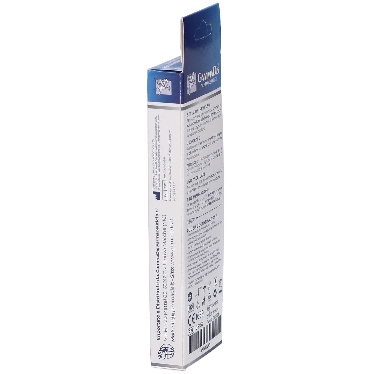 Verpackung für ein medizinisches Produkt, mit Anweisungen und CE-Kennzeichnung.