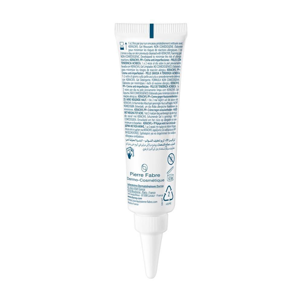 Retro del tubo di crema. Contiene informazioni sul prodotto e dettagli del produttore.