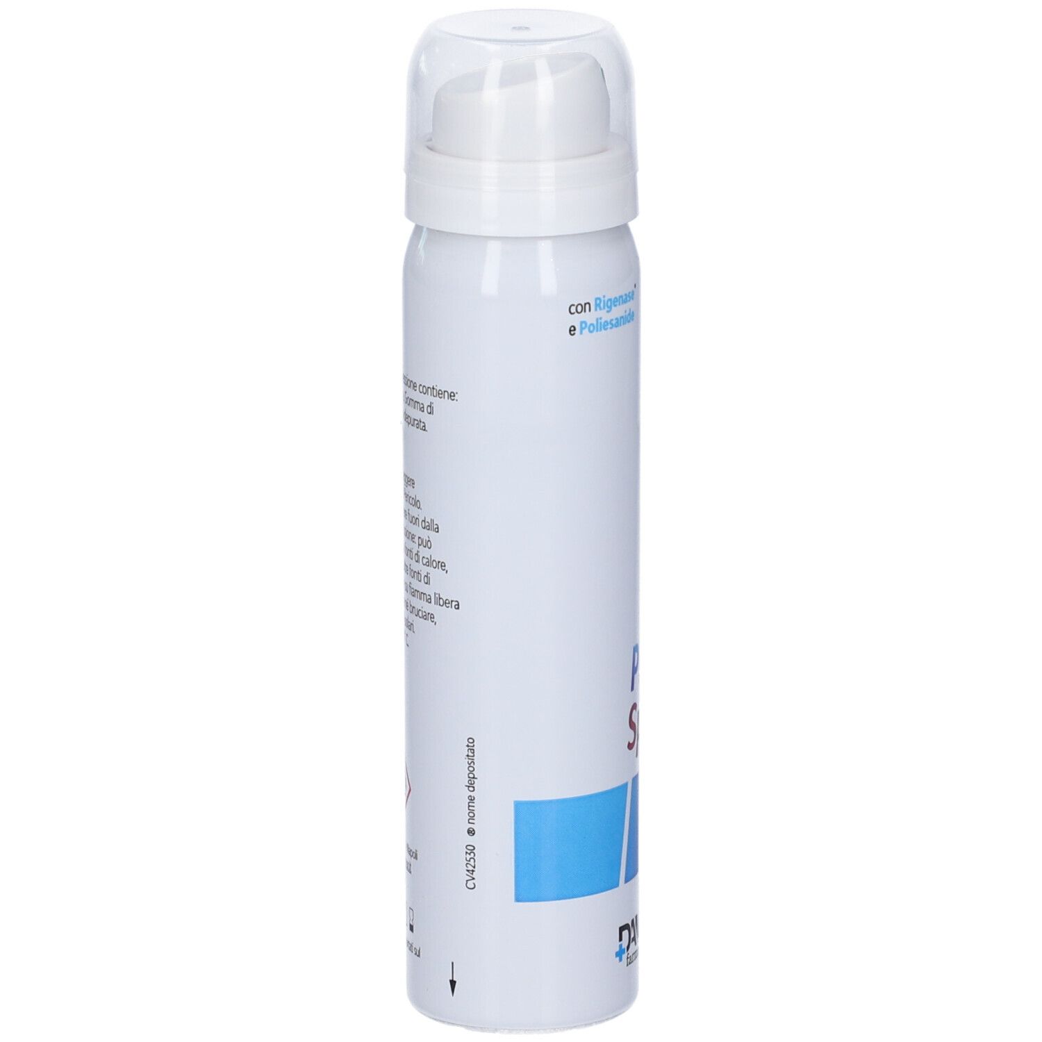 Spray bianco con erogatore verde. Scritta: Fitostimoline PLUS Spray. Accenti blu. Logo DAMOR.