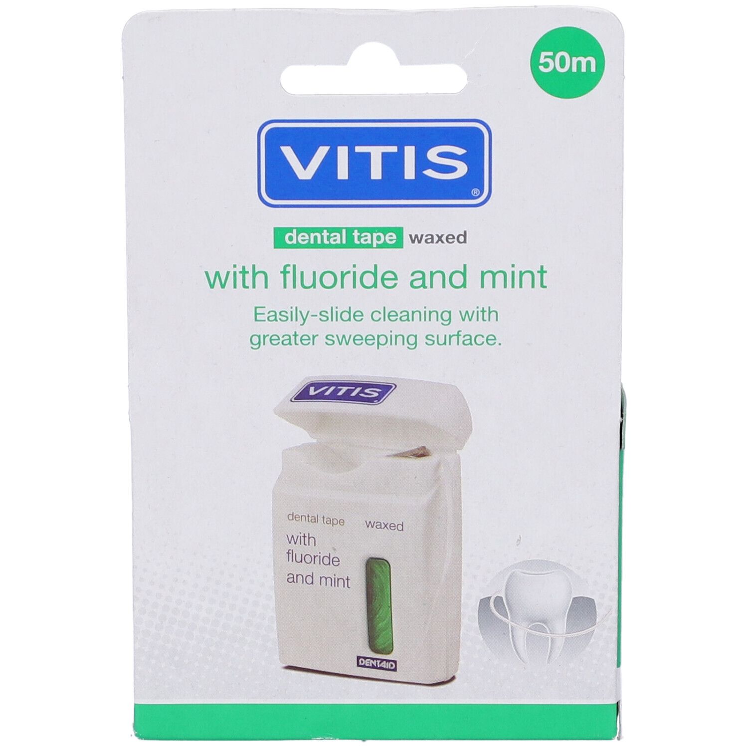 Nastro cerato con fluoro e menta, 50m. Confezione VITIS.