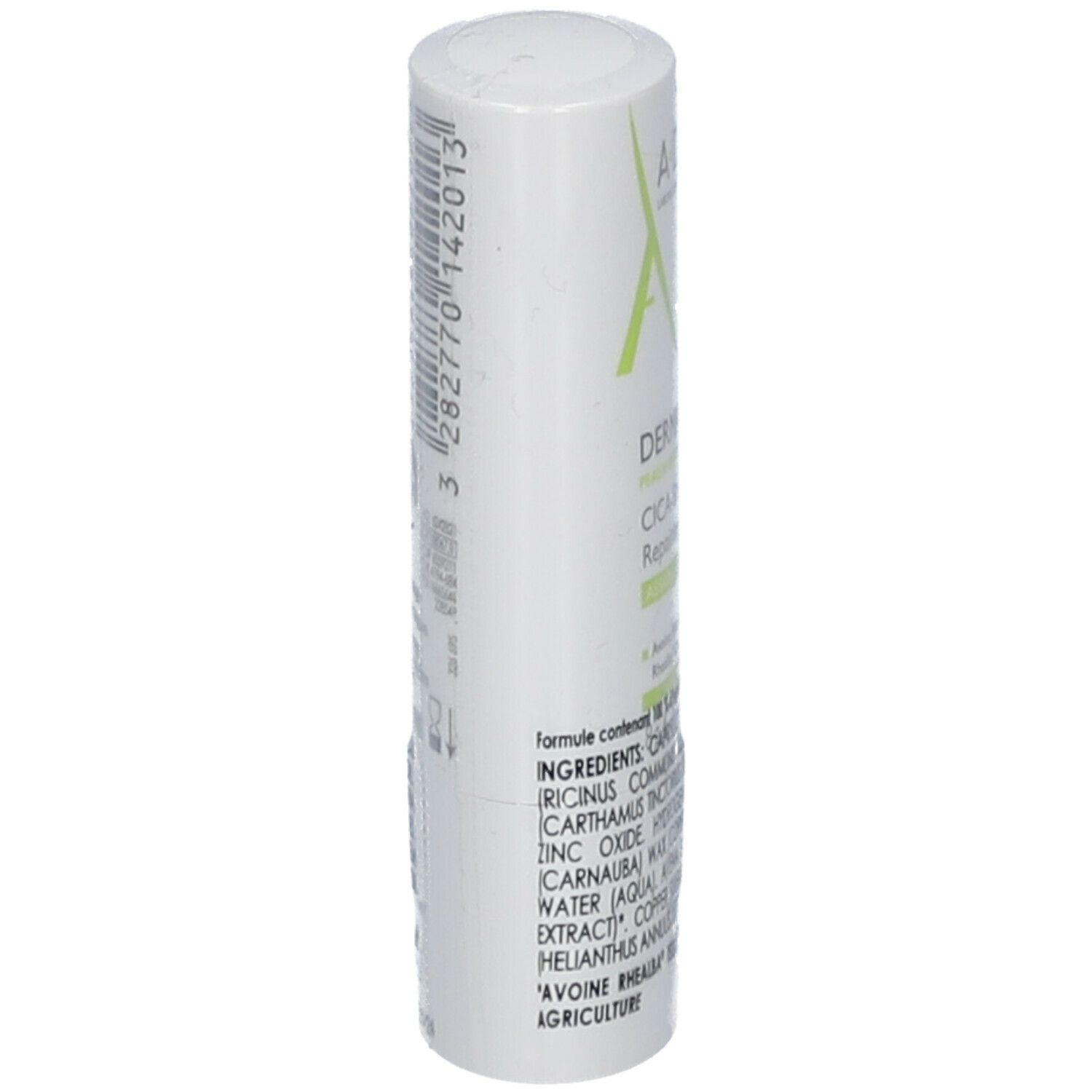 Stick bianco con testo verde. Scritta: Dermalibour+ CICA-Stick. Con ingredienti.