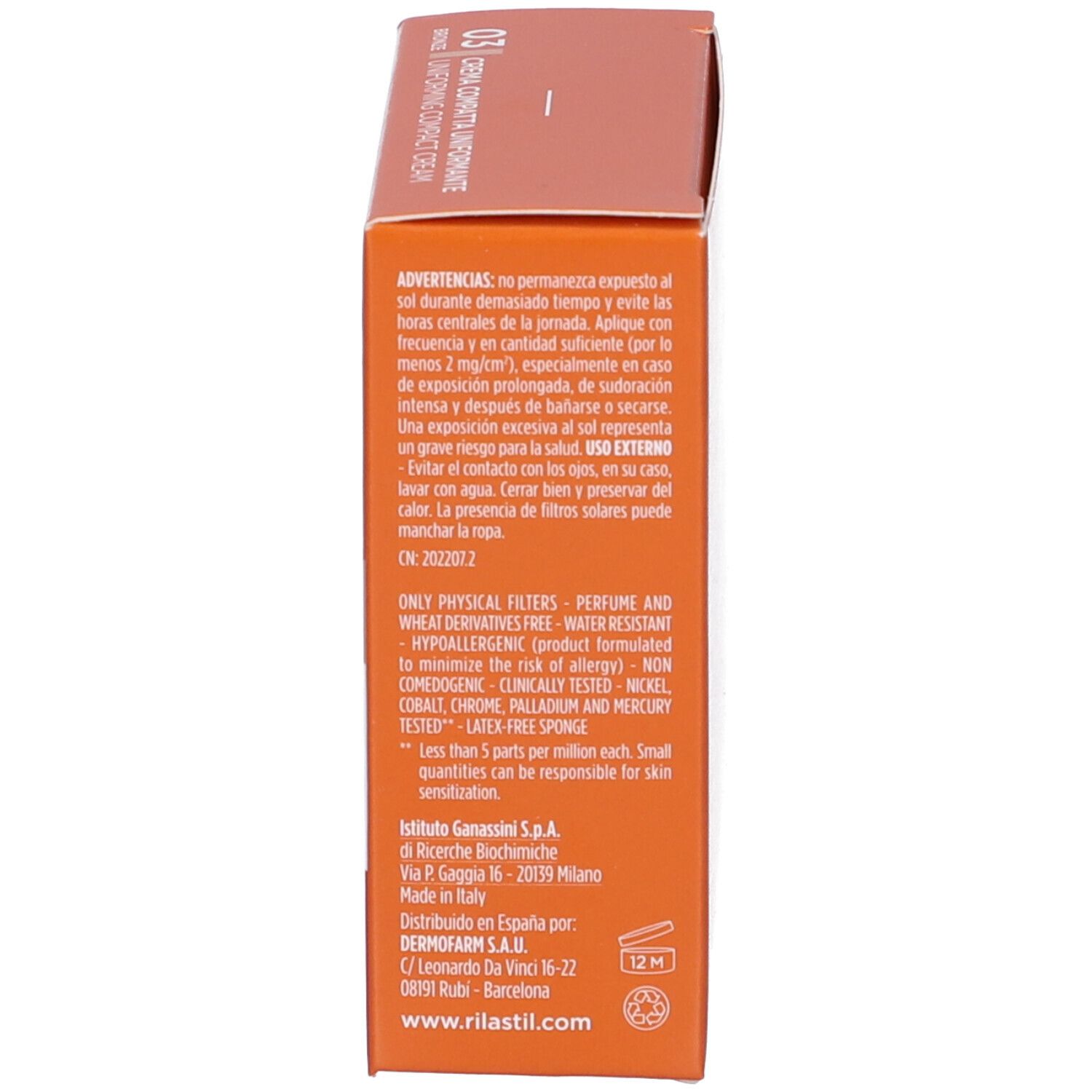 Verpackung der Rilastil Sun System Kompaktcreme LSF 50+ mit Produktinformationen.