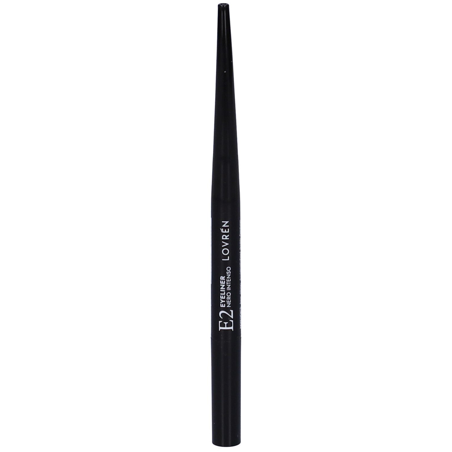 Penna eyeliner nera. Sulla penna è scritto: E2 Eyeliner Nero Intenso Lovrén.