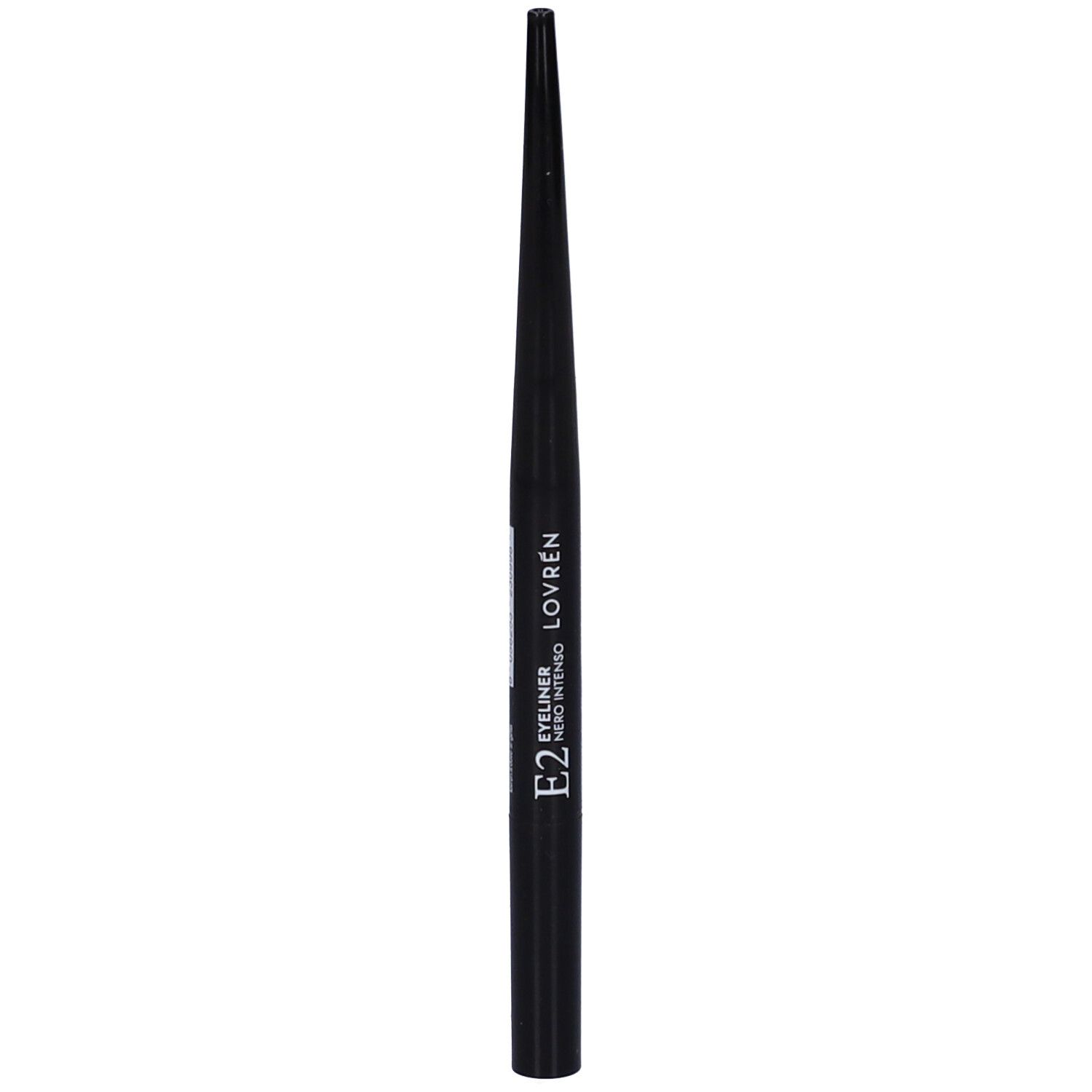 Penna eyeliner nera. Sulla penna è scritto: E2 Eyeliner Nero Intenso Lovrén.