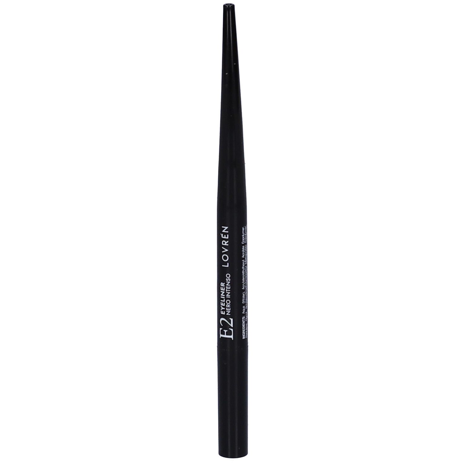 Penna eyeliner nera. Sulla penna è scritto: E2 Eyeliner Nero Intenso Lovrén.
