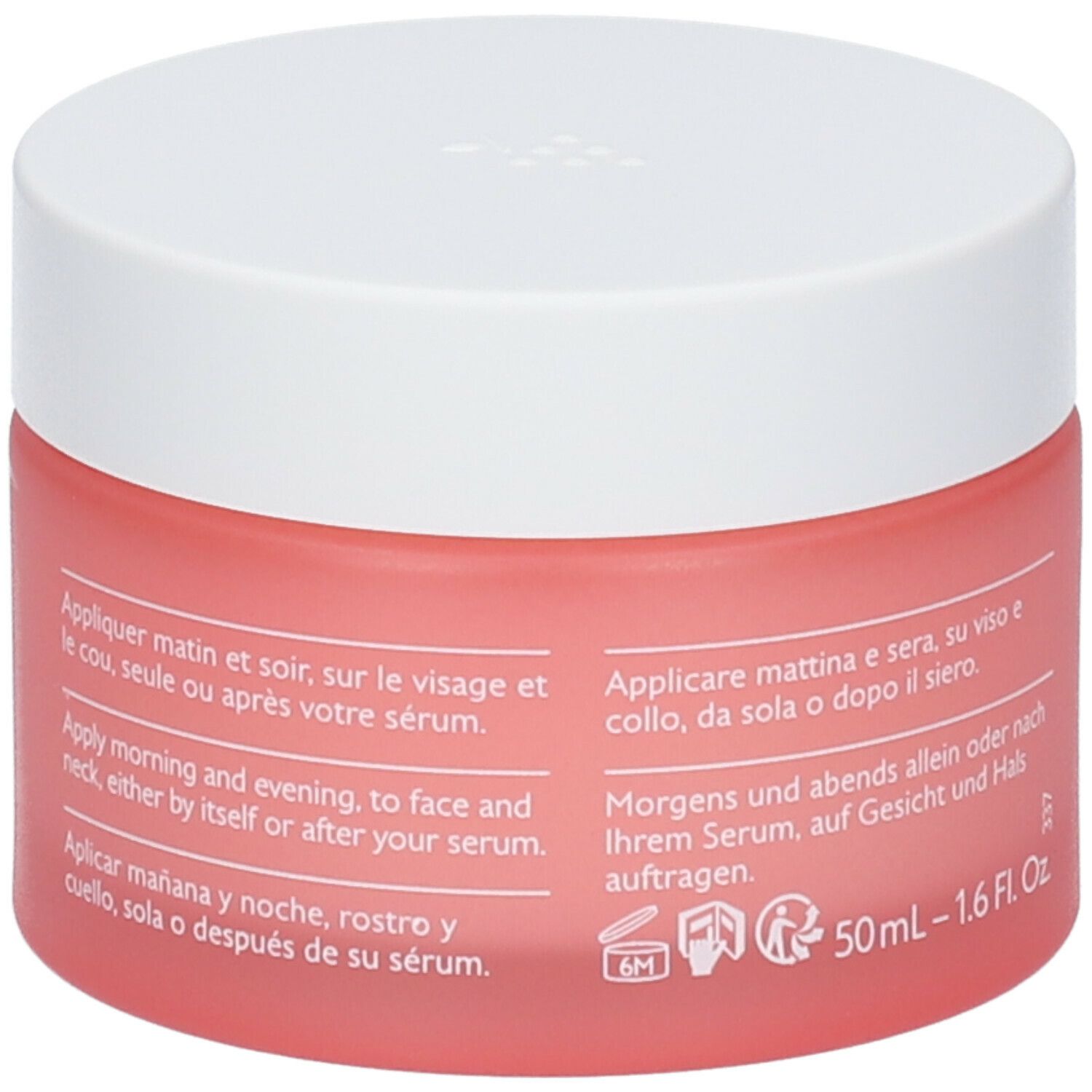 Vaso rosa con coperchio bianco. Scritta: CAUDALIE, Vinosource-Hydra, Gelée d'Eau de Raisin Hydratante, Grape Water Gel Moisturizer.