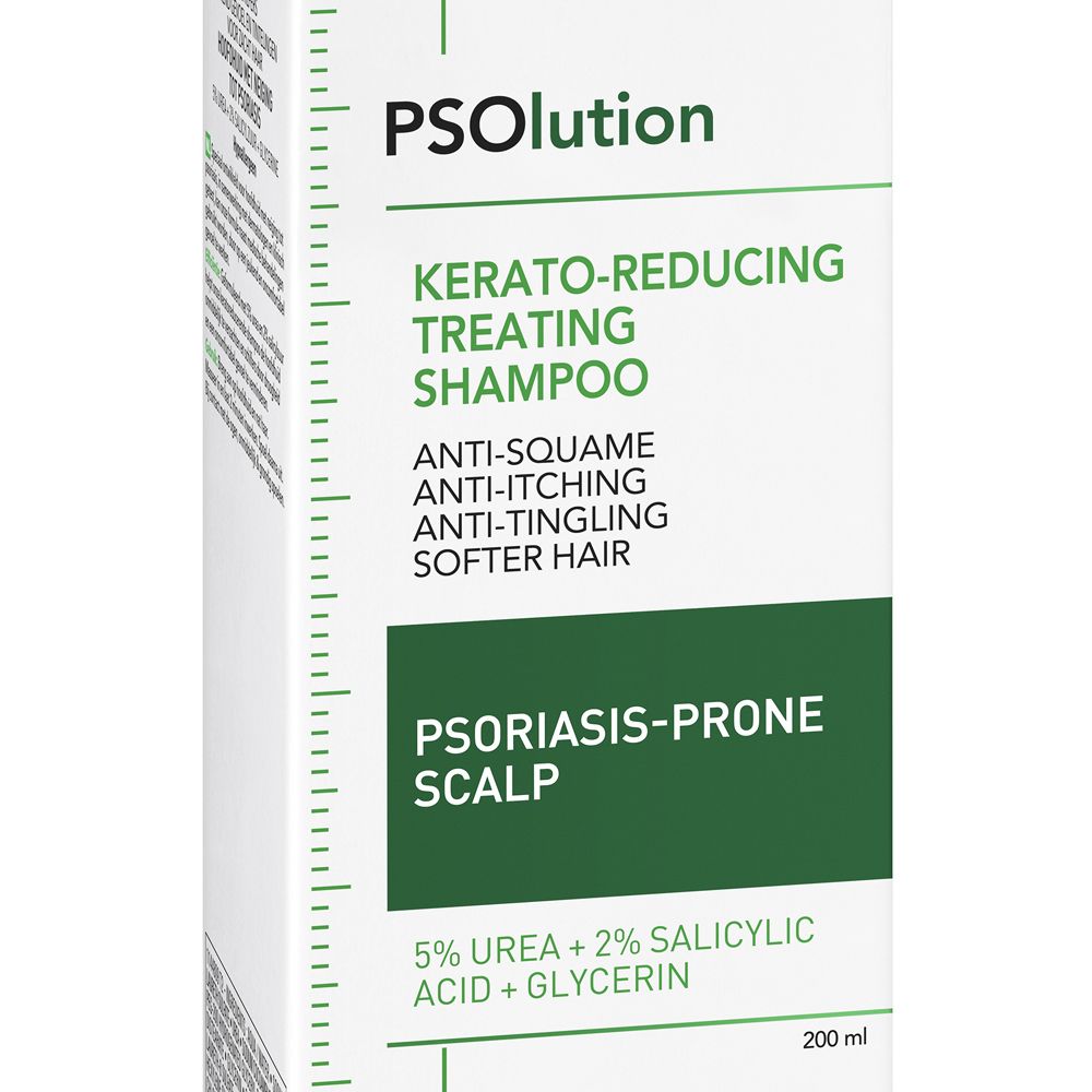 Primo piano della scatola. Dercos PSolution, Kerato-Reducing Shampoo. Per forfora, prurito e capelli più morbidi.