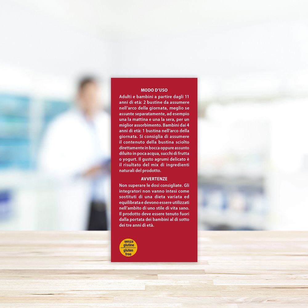 Rückseite der Verpackung. Gebrauchsanweisung für Vitamin C Naturcomplex. Glutenfrei.