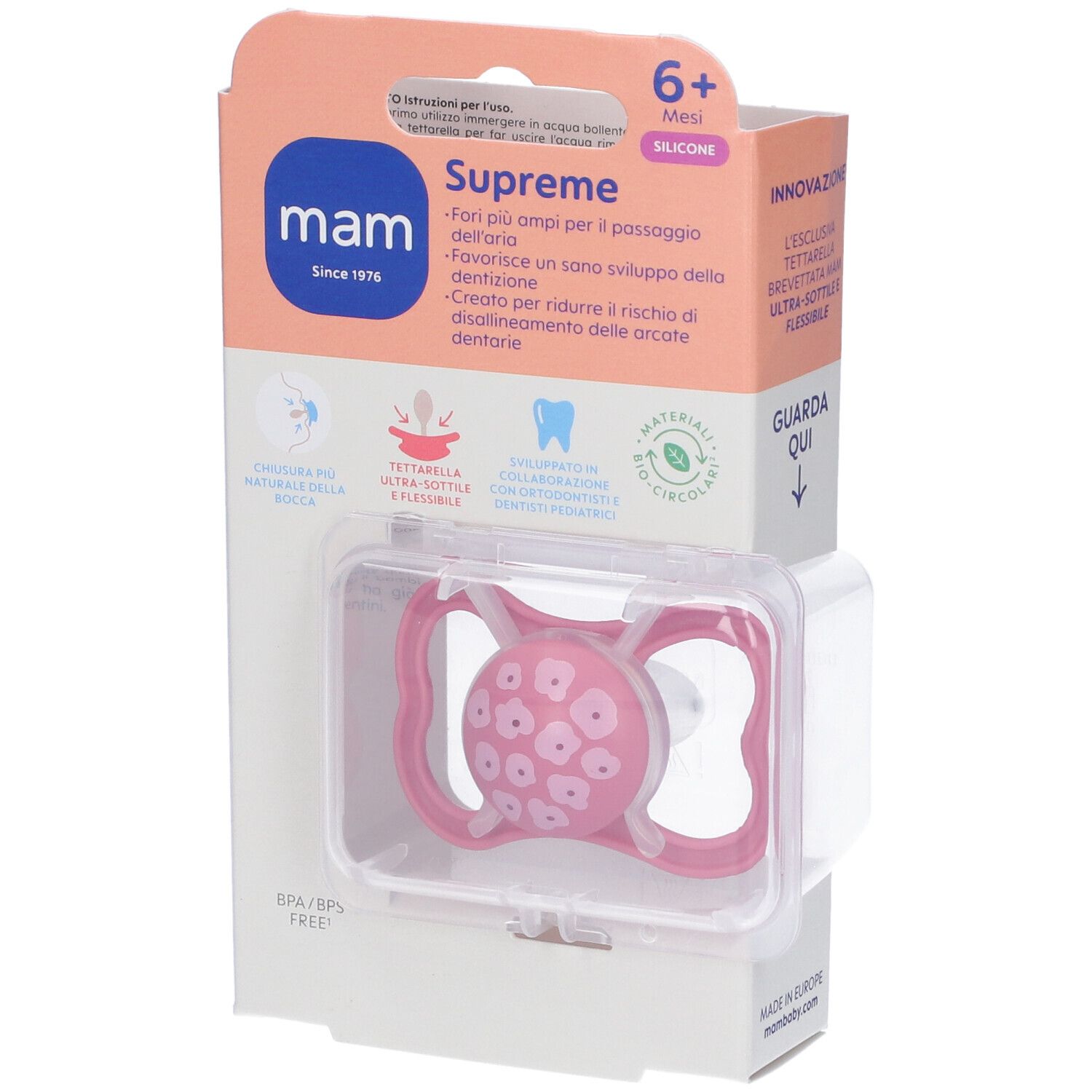 Mam Succhietto Supreme 6+ Silicone Single Box Femmina