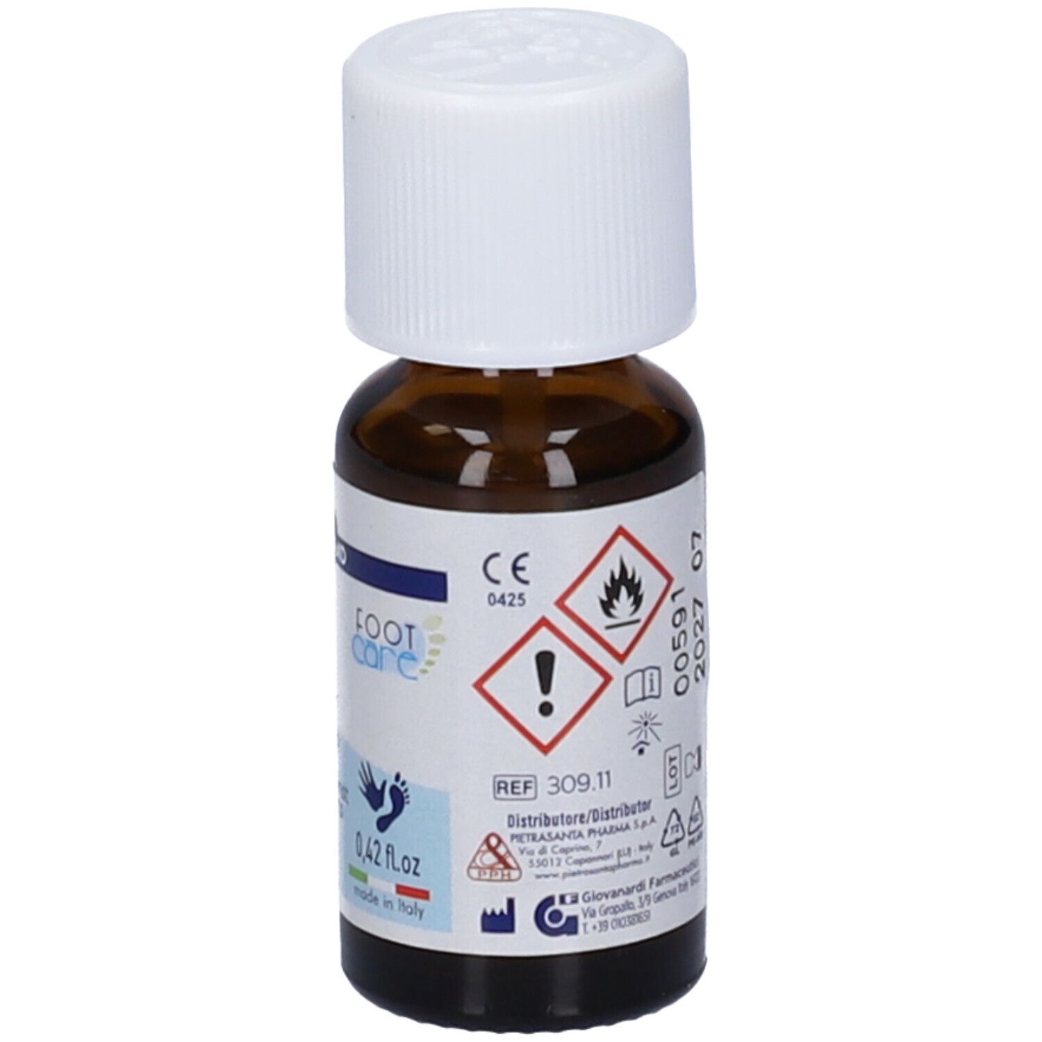 Master-Aid Liquid Verruche, flacone da 12 ml. Contiene 12 ml. Scritta: Liquid wart remover. Con tappo bianco.