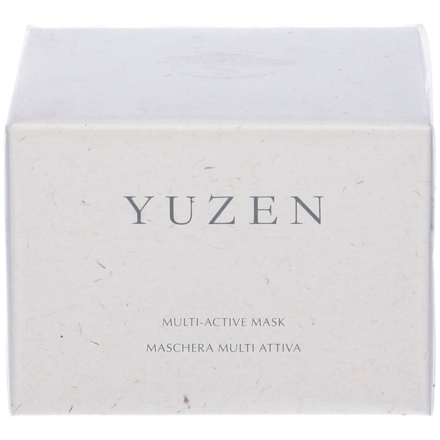 Confezione Yuzen, testo: YUZEN, Multi-Active Mask, Maschera Multi Attiva. Forma quadrata.