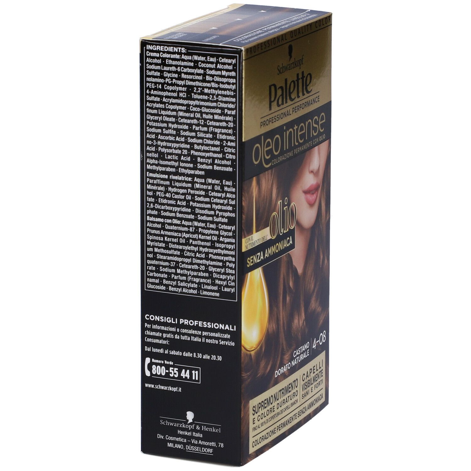 Schwarzkopf Palette Oleo Intense Tinta 4 08 Castano Dorato Naturale 173 G Redcare 2421