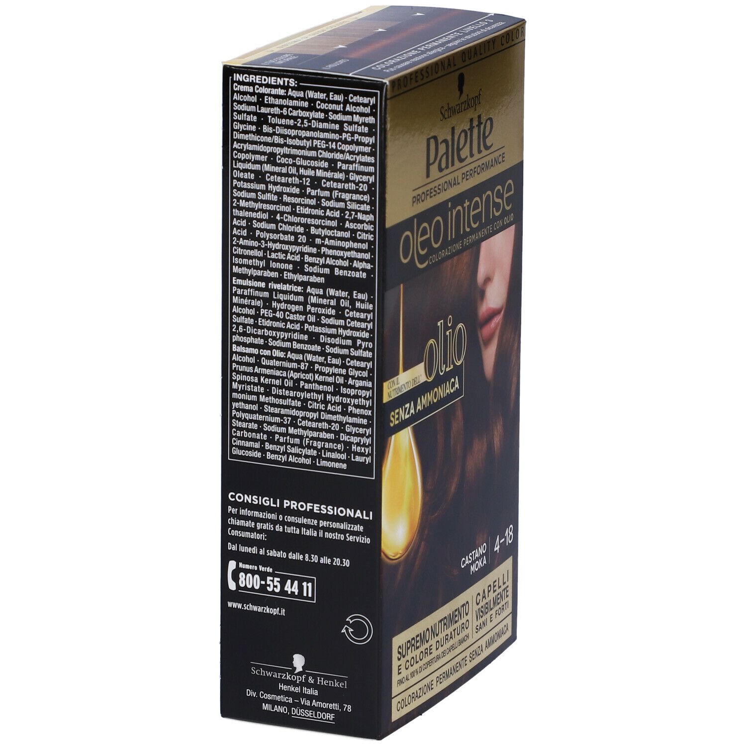 Schwarzkopf Palette Oleo Intense. Ingredienti e istruzioni. Con olio. Senza ammoniaca. Qualità professionale.
