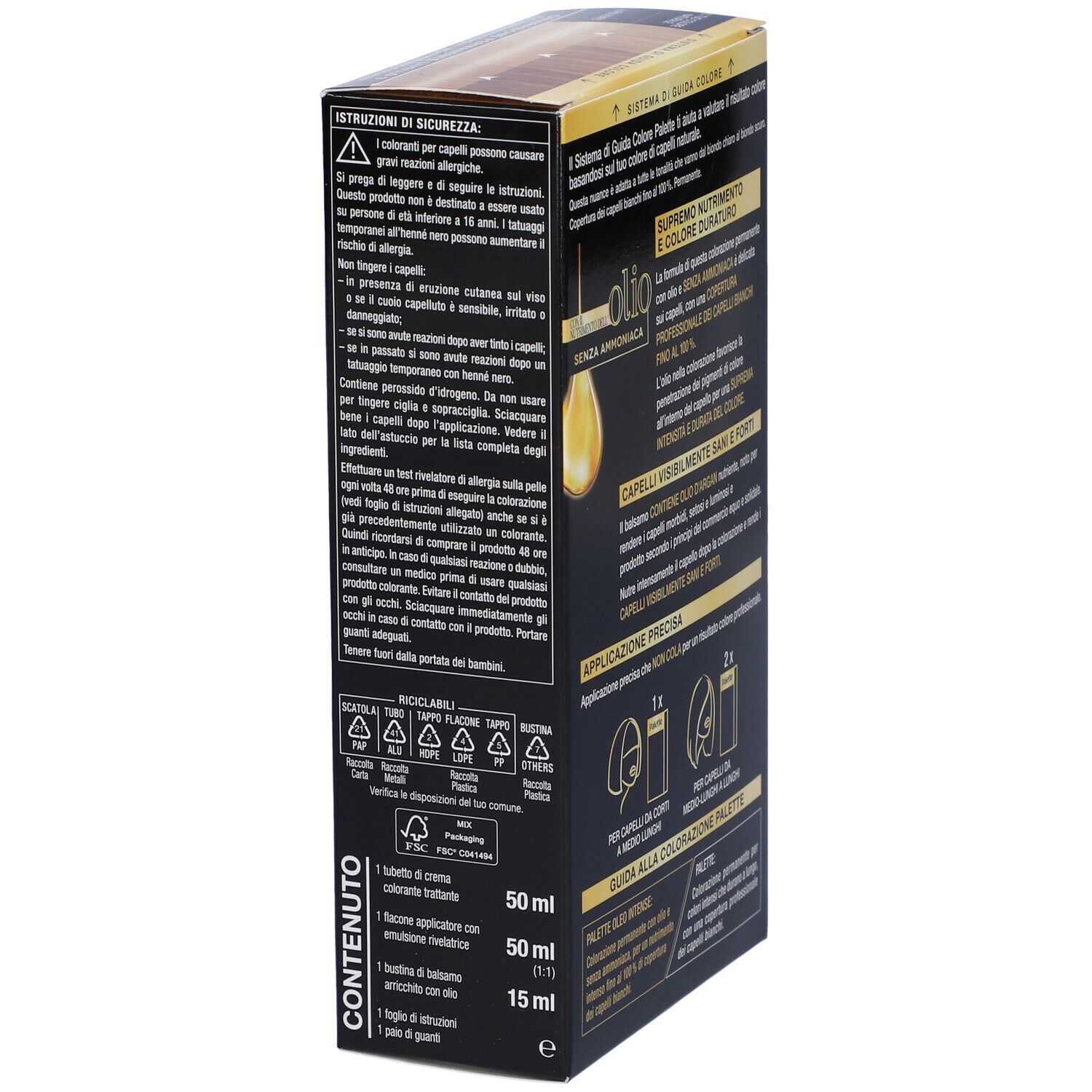 Schwarzkopf Palette Oleo Intense 9-10 Biondo Solare. Confezione, vista dettagliata. Precauzioni di sicurezza, ingredienti e contenuto.