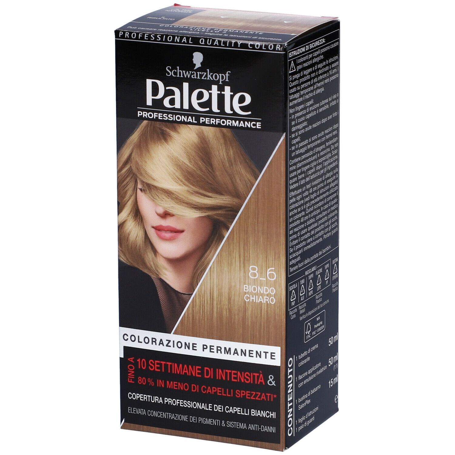 Confezione Schwarzkopf Palette 8-6 Biondo Chiaro, vista angolata.