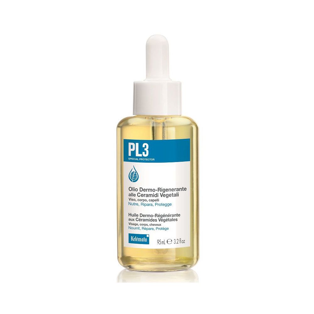 Flacone con liquido giallo e contagocce. Scritta PL3 e denominazione del prodotto in italiano e francese.