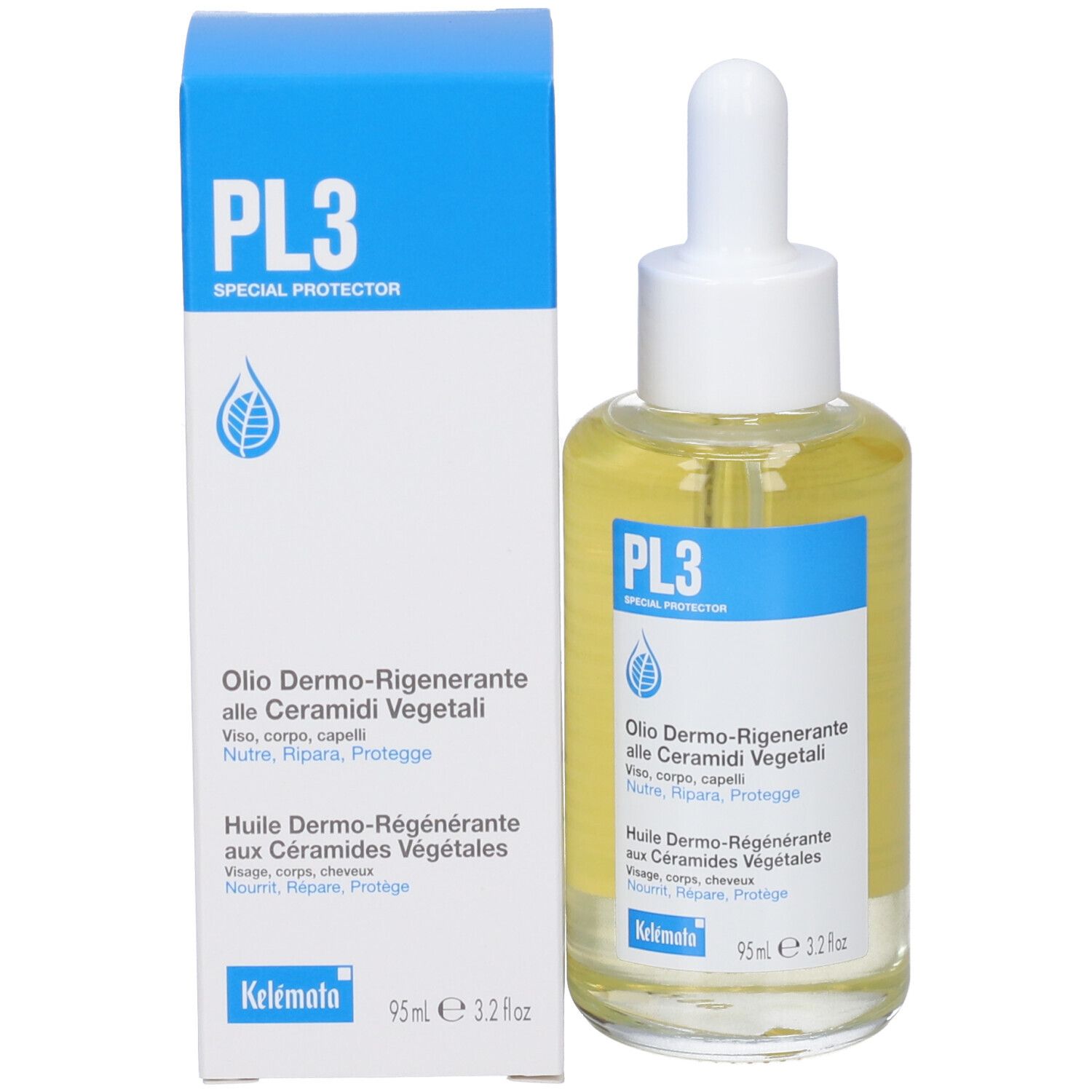 PL3 Special Protector Hautöl mit pflanzlichen Ceramiden in Glasflasche mit Pipette und Faltschachtel.