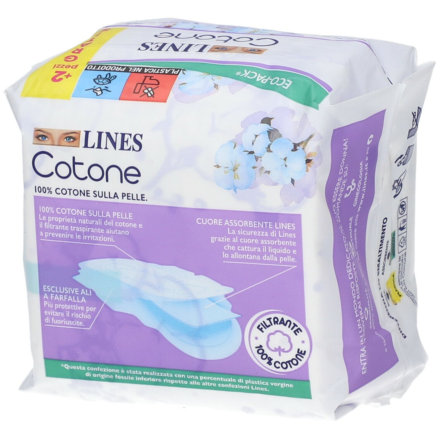 Confezione LINES Cotone Ultra con ali. 100% cotone sulla pelle. Con ali. Eco-Pack.