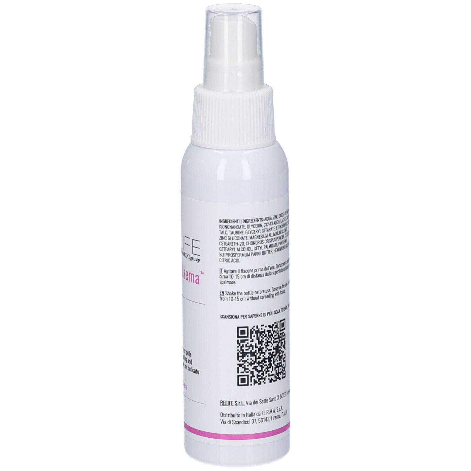 Flasche mit Sprühkopf, enthält eine Flüssigkeit, mit Etikett und QR-Code.