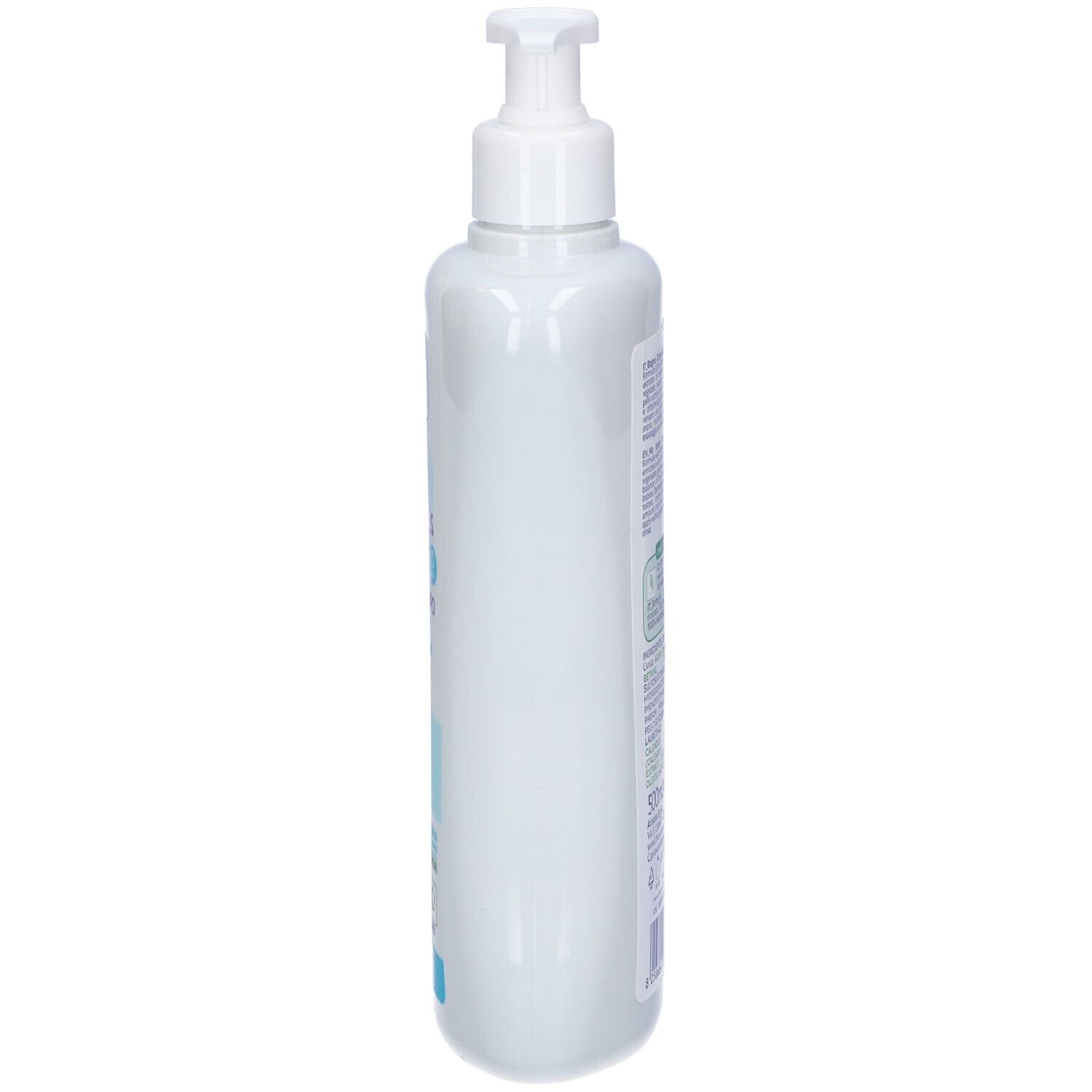 Flacone bianco con dosatore, vista laterale. Scritte: Chicco Baby Moments, Bagno Corpo, Protection, Body Wash. 93% ingredienti naturali.