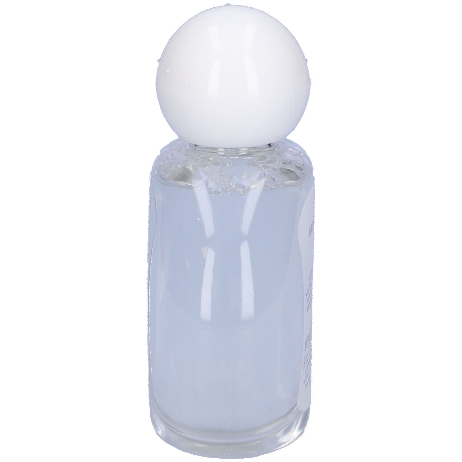 Chicco Baby Moments Eau de Cologne. Bottiglia piccola e rotonda con tappo bianco. Etichetta prodotto illeggibile.