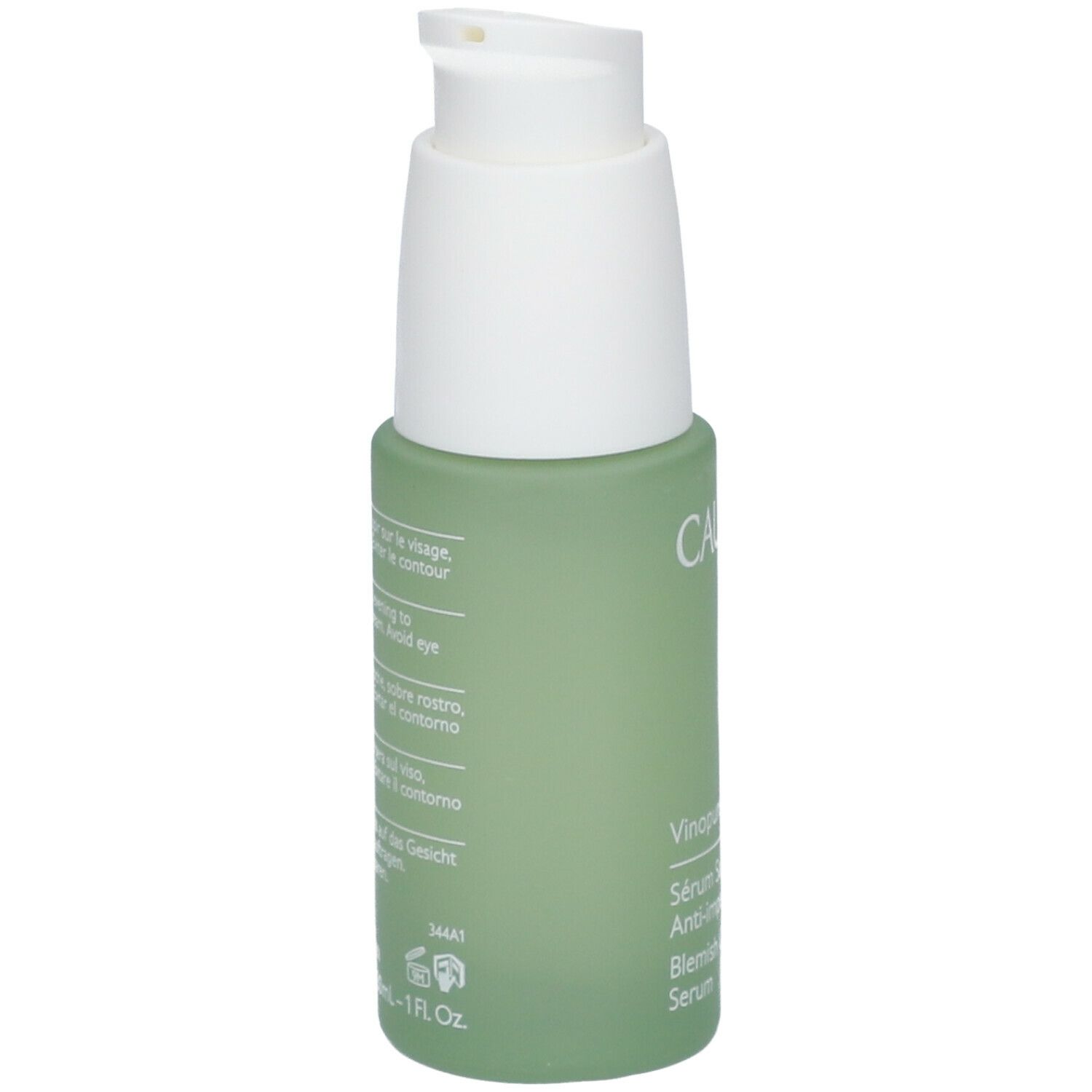 Flacone verde con erogatore bianco. Scritta CAUDALIE, Vinopure, Sérum anti-imperfections salicylique.