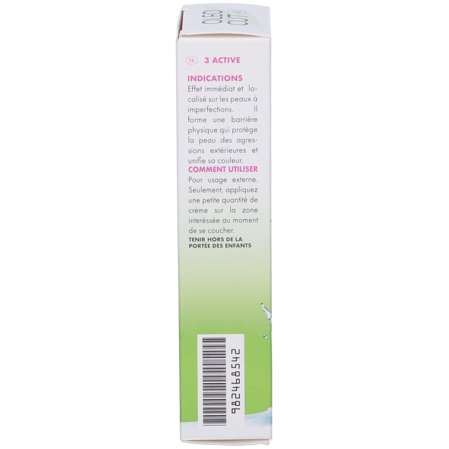 Verpackung mit Produktinformationen und Barcode.