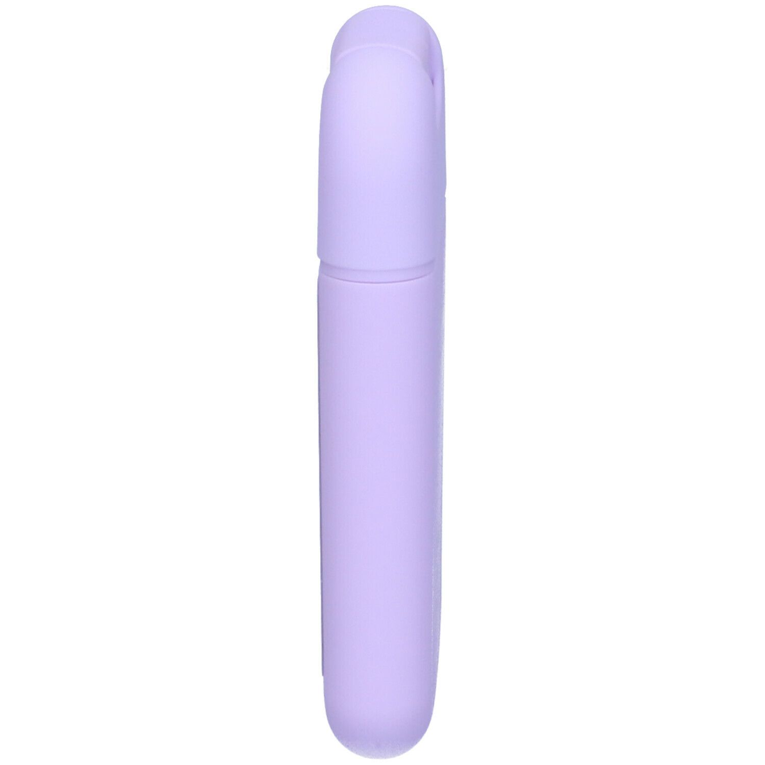 Contenitore lilla per igienizzante mani, forma allungata. Con erogatore spray.