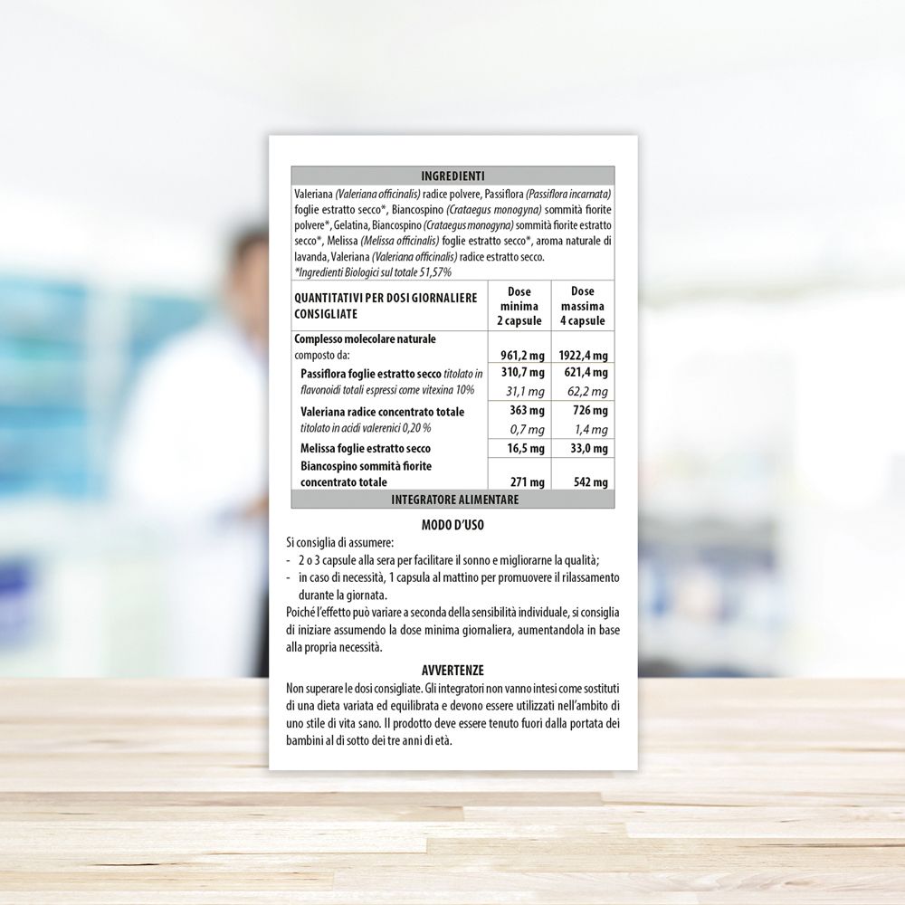 Rückseite der Produktverpackung. Zutatenliste und Anwendungshinweise. Text in italienischer Sprache.
