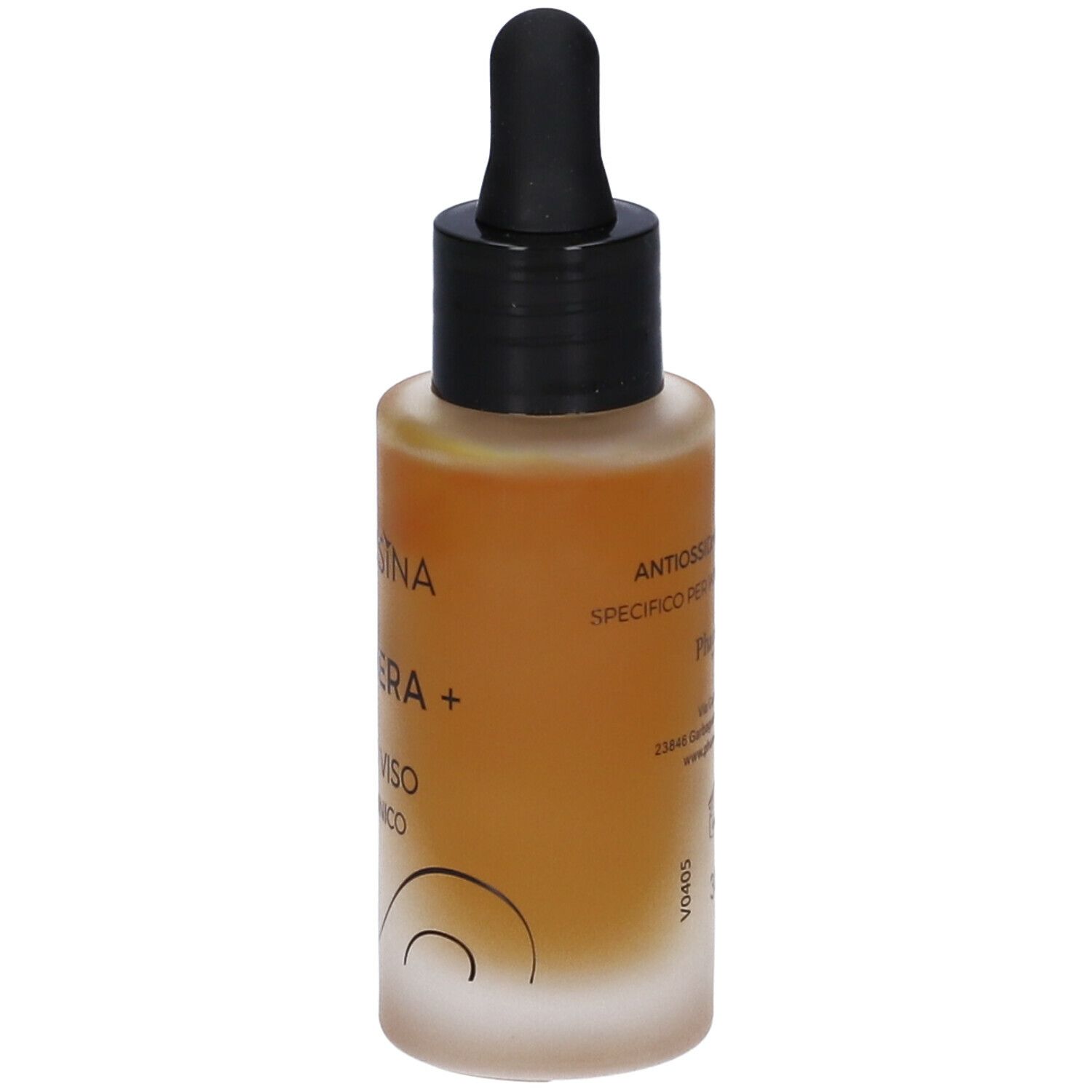 Flacone di siero marrone con contagocce nero. Scritta: Aspersina Rigenera+ Siero Viso Vitaminico.