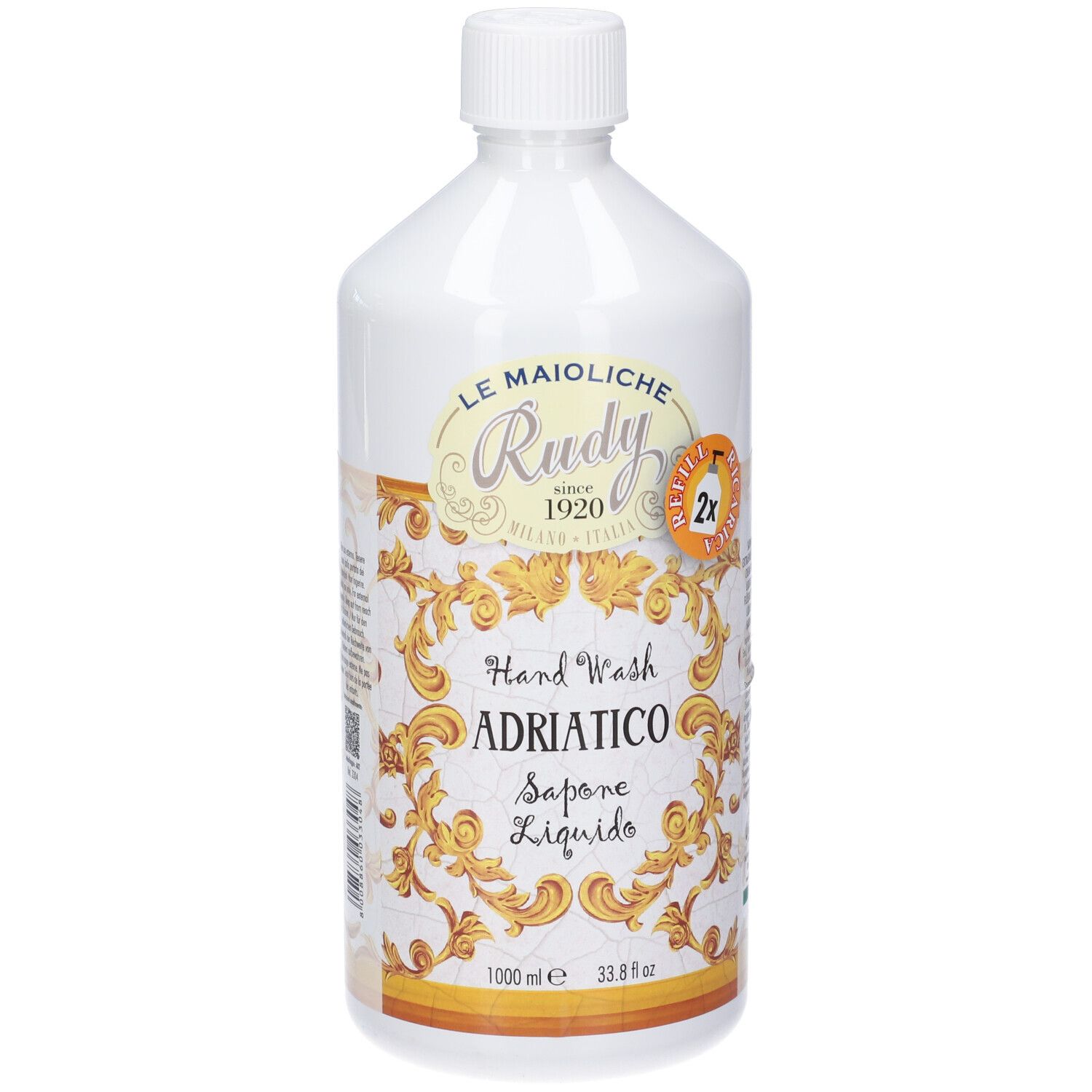 Rudy Profumi Maioliche Ricarica Sapone Liquido Mani Linea Adriatico Ambra e Gelsomino