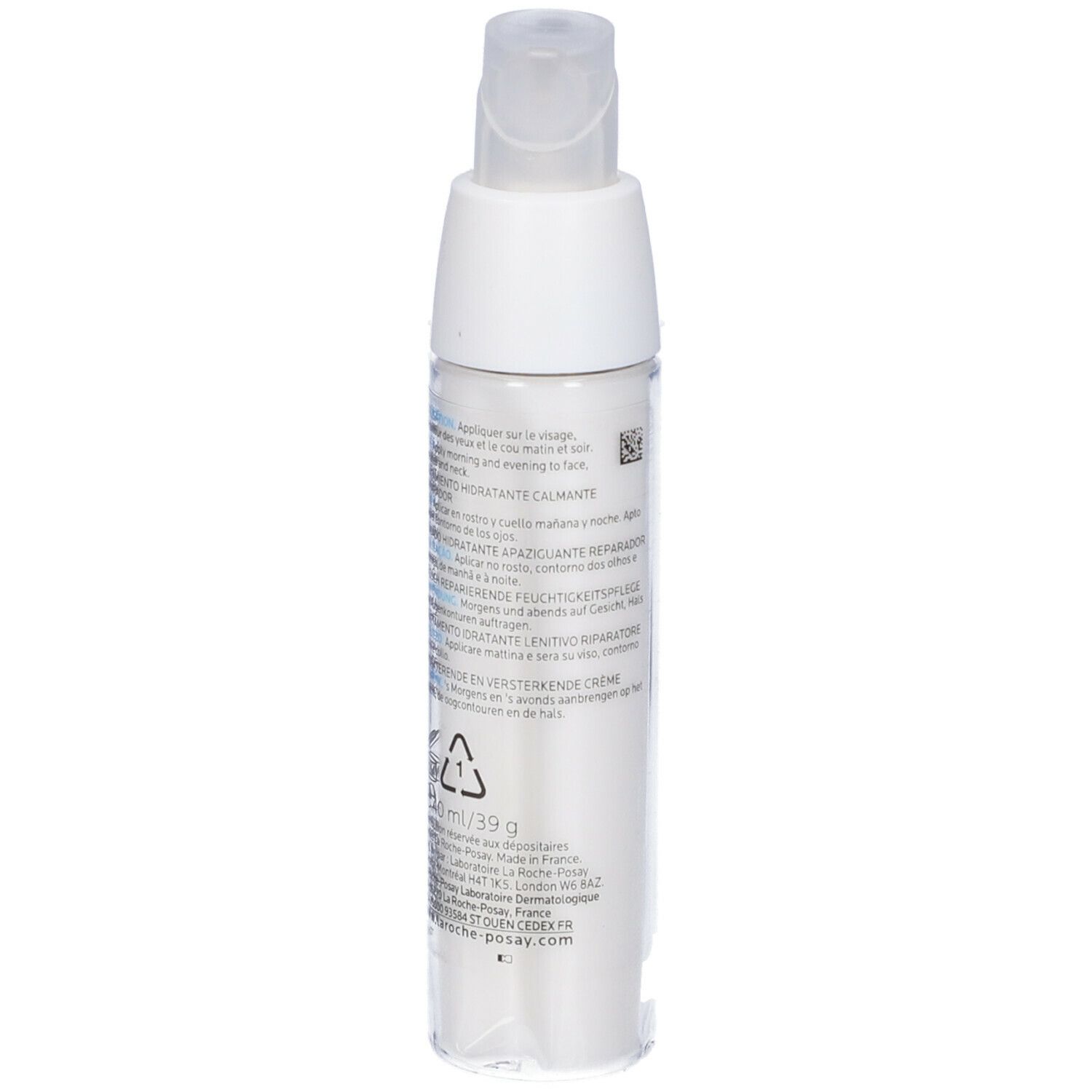 Tubo di crema bianco con quadrato blu e scritta. Nome del prodotto: Toleriane Dermallergo Crema.
