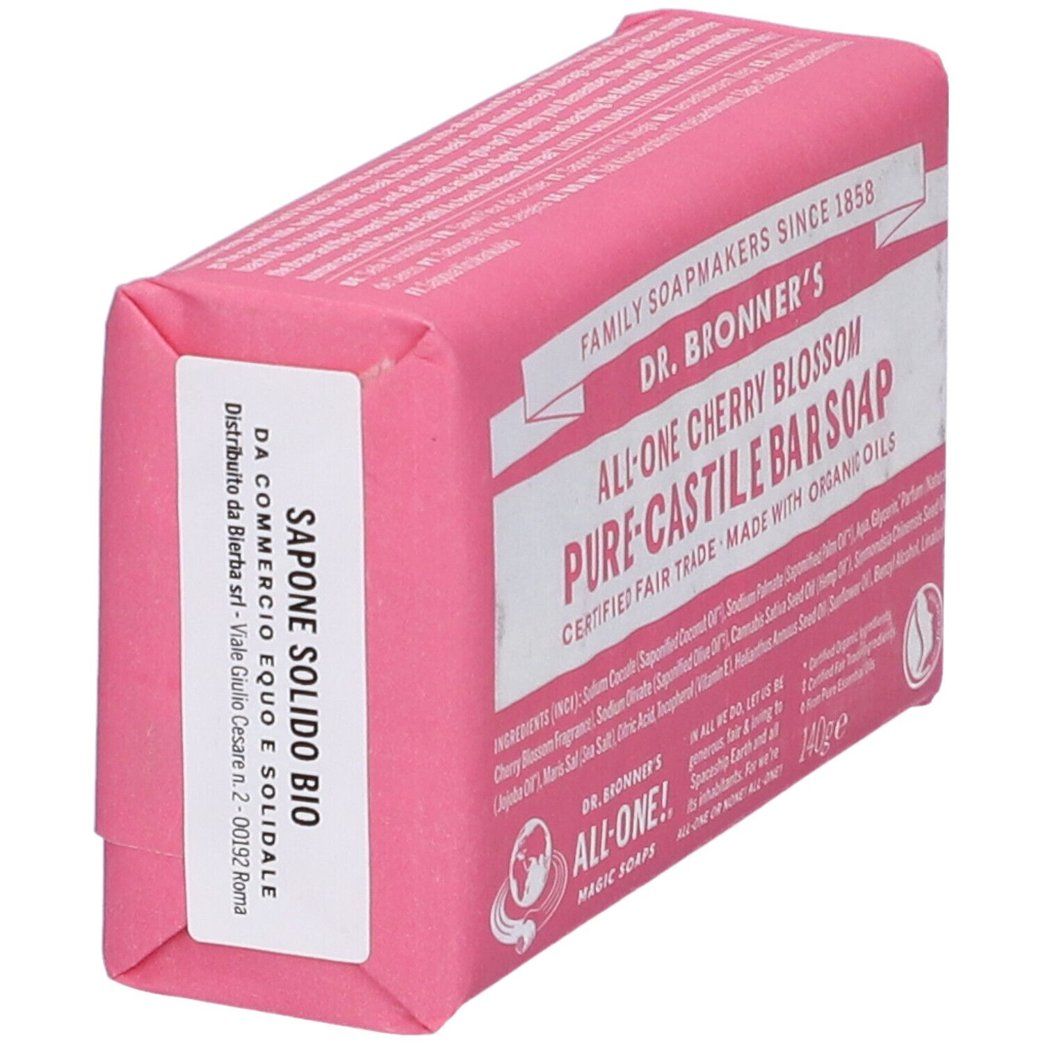 Dr. Bronner's All-One Cherry Blossom Pure-Castile Bar Soap, 142g. Zertifizierte Bio-Seife.