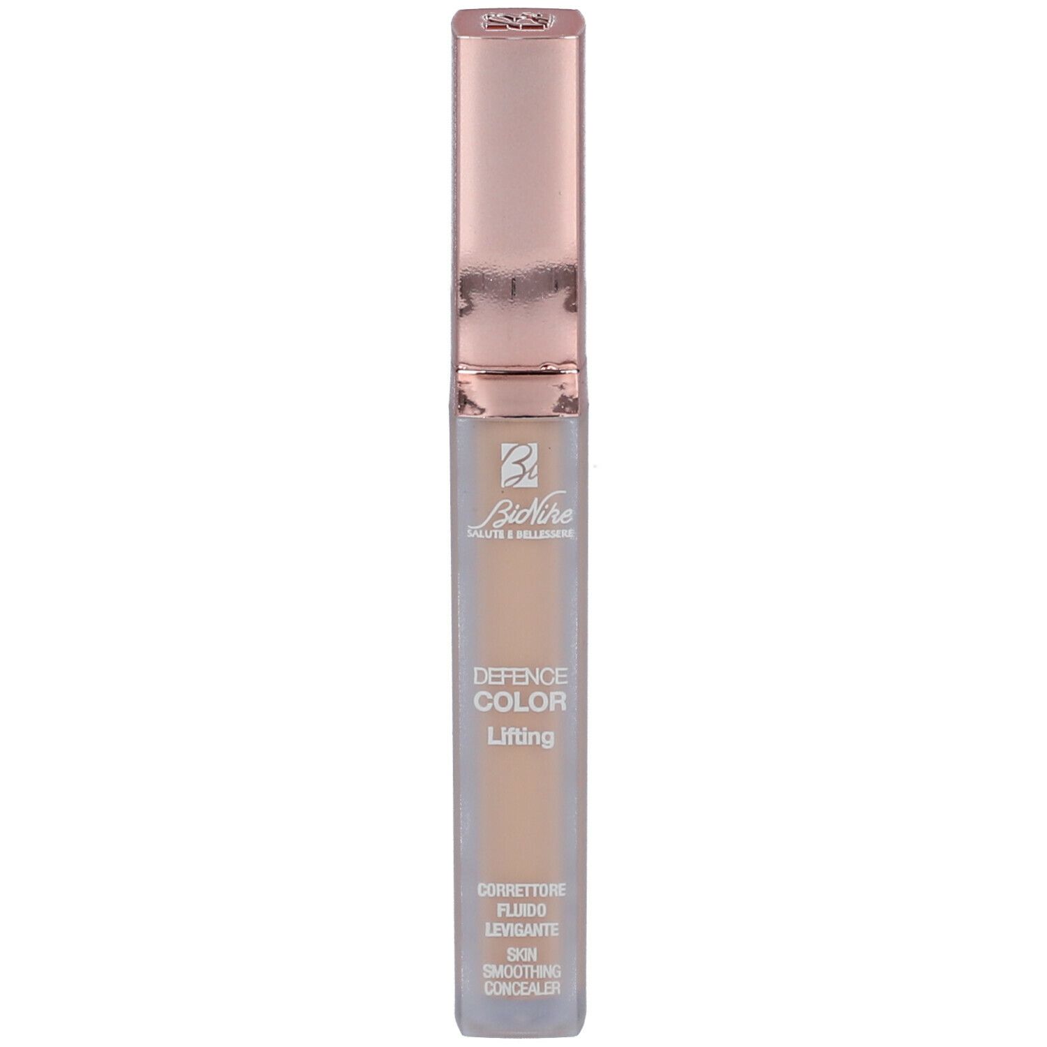Correttore fluido in tubo. BioNike Defence Color Lifting. Tonalità N.202 Creme. Tappo dorato.