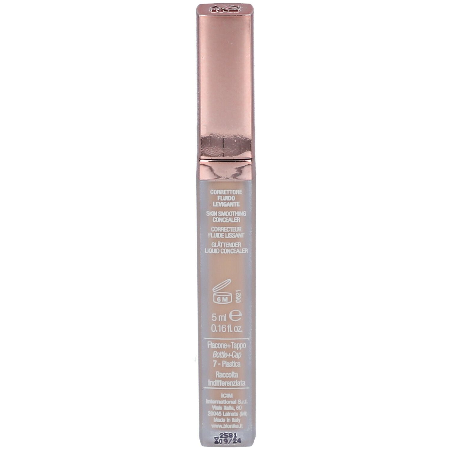 Correttore fluido in tubo. BioNike Defence Color Lifting. Tonalità N.202 Creme. Scritta: 5 ml.
