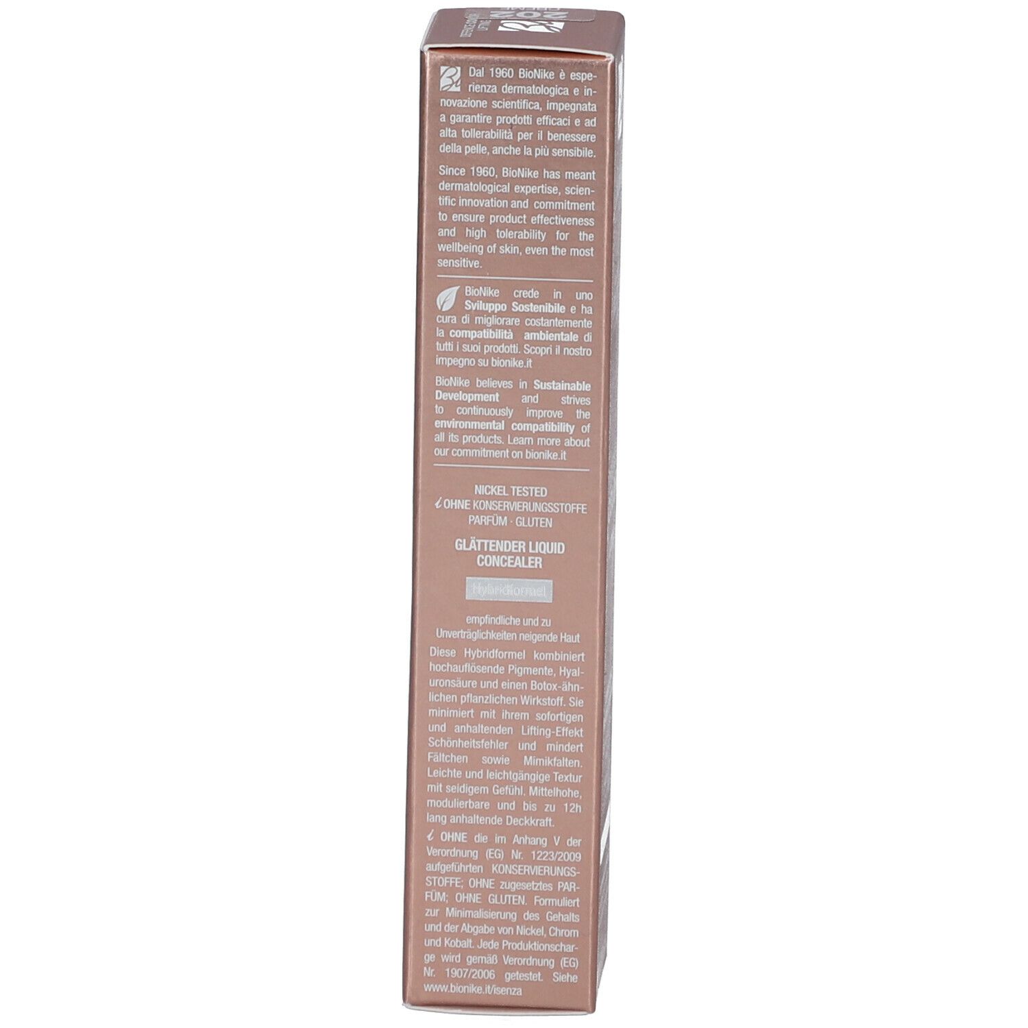 Confezione del correttore BioNike Defence Color Lifting. Testo in italiano. Contiene informazioni sul prodotto.