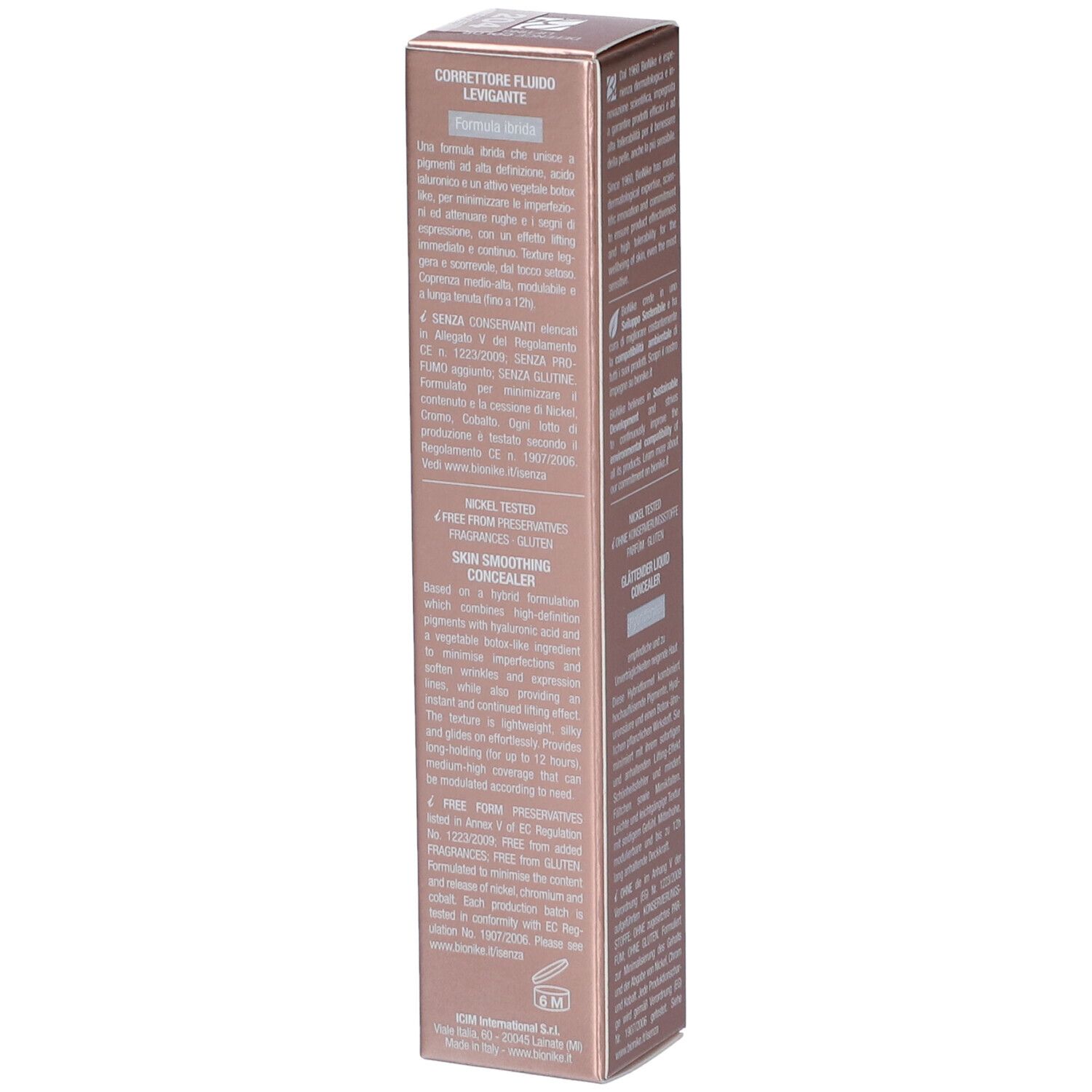 Kartonverpackung für Skin Smoothing Concealer, mit Textangaben.