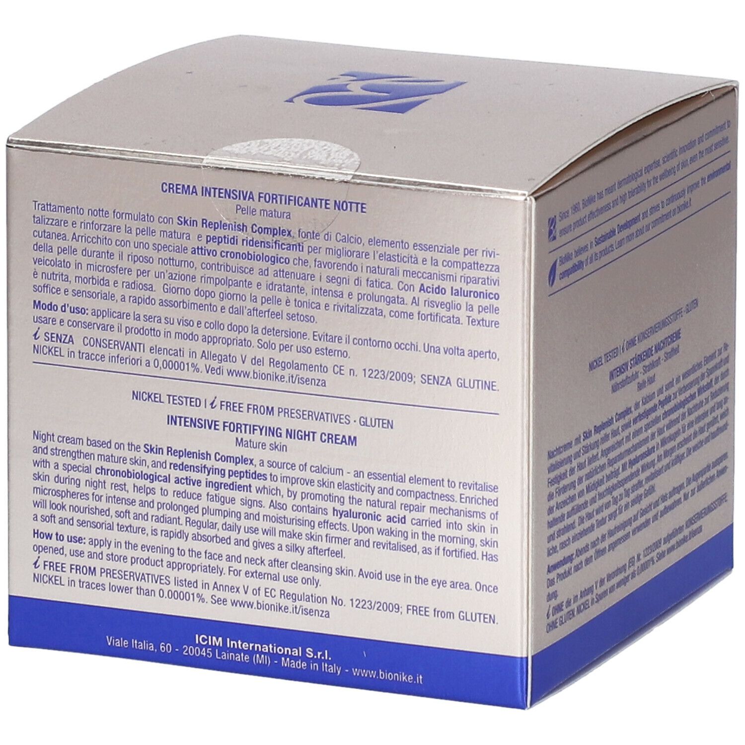 Scatola con stampa del prodotto. Scritta: Defence My Age Gold, crema. Marchio: BioNike. Testo in italiano.