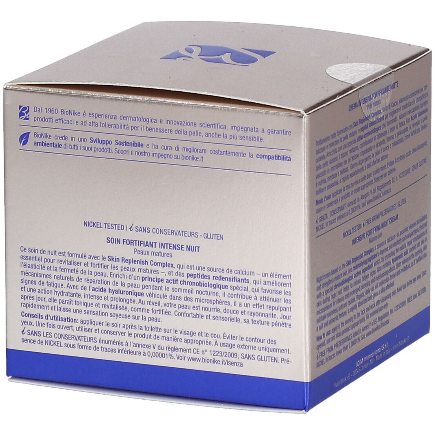 Scatola con stampa del prodotto. Scritta: Defence My Age Gold, crema. Marchio: BioNike. Testo in inglese.