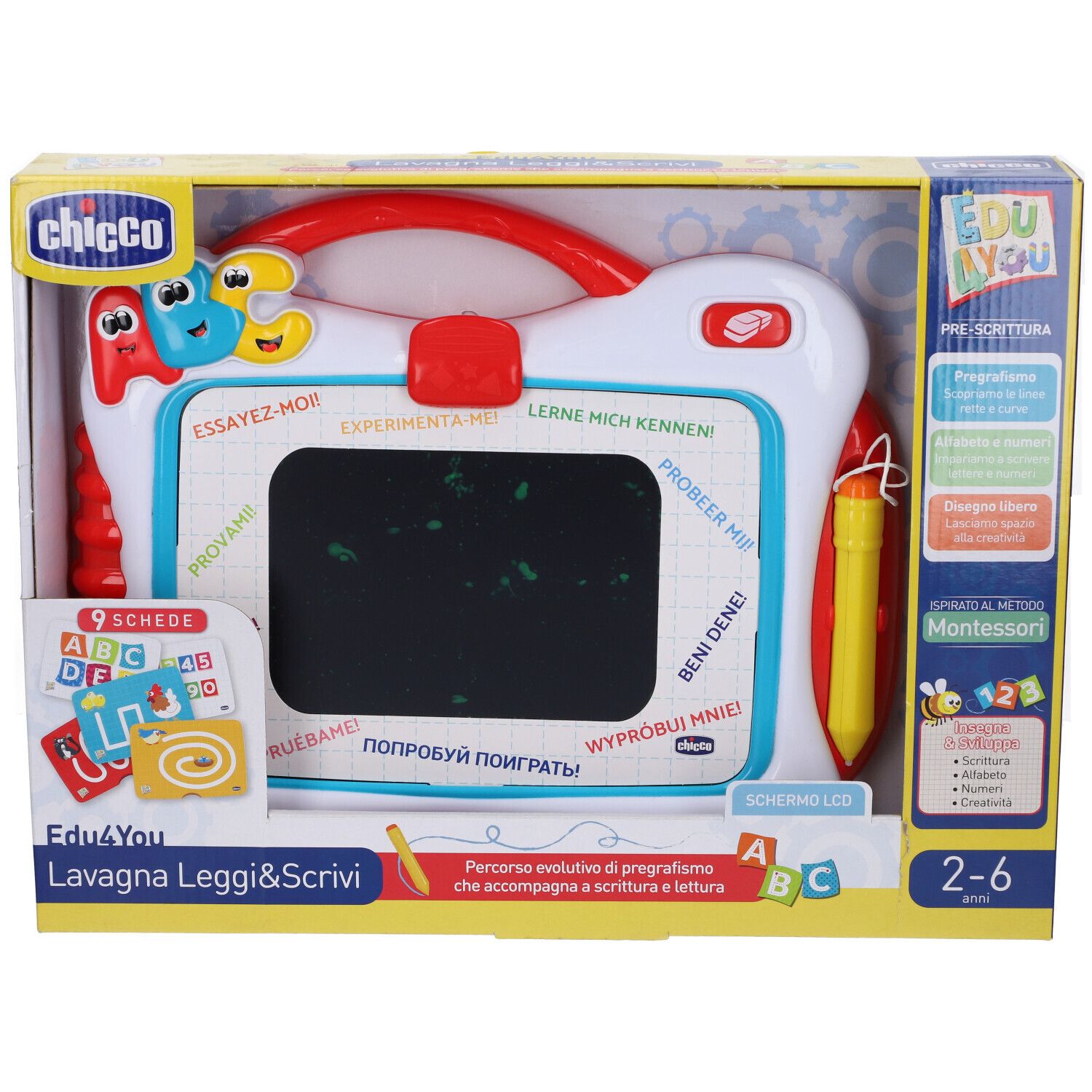 Chicco Spieltafel Schreiben&lesen Ita Chicco, weiß-rot, mit Stift und Lernkarten.