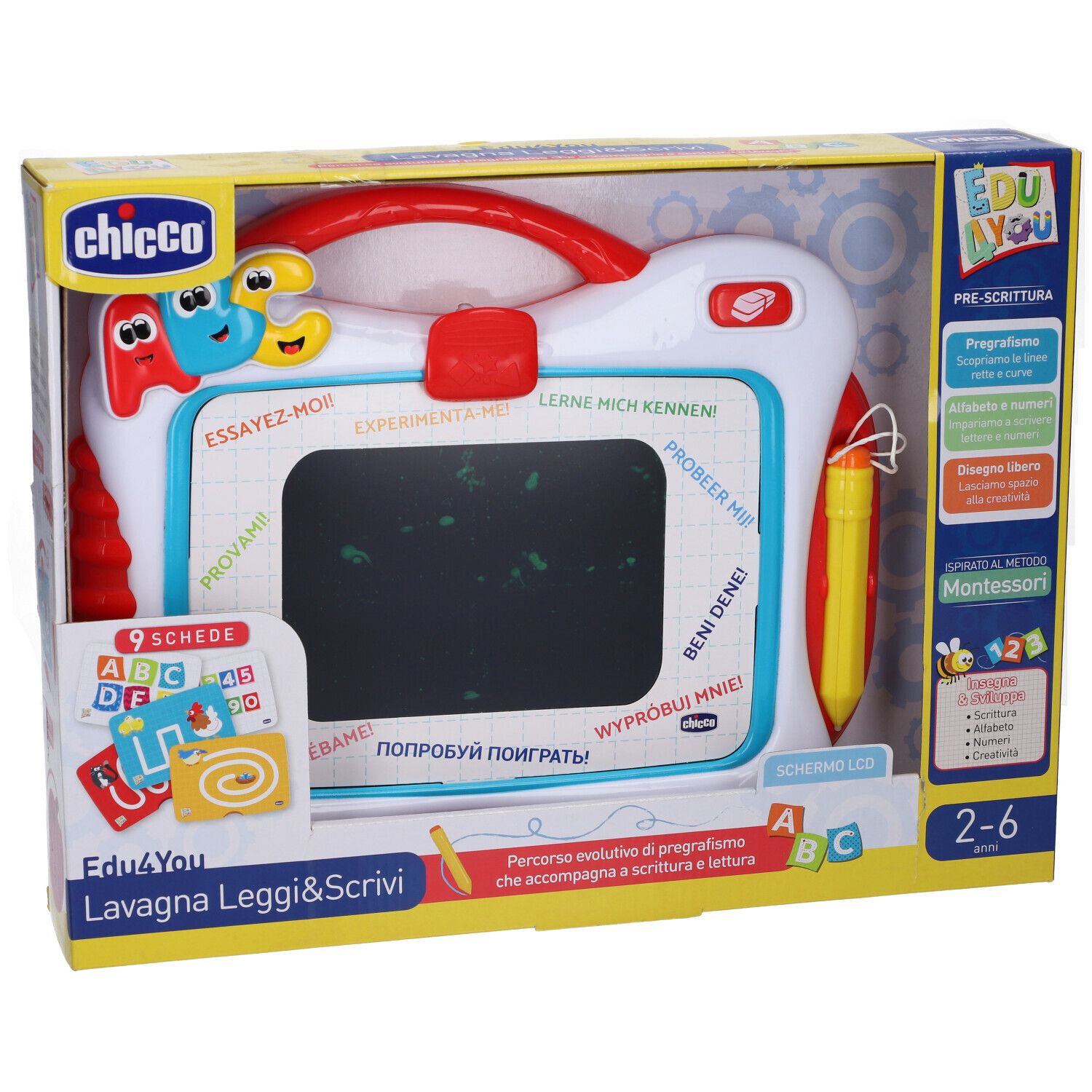 Chicco Spieltafel Schreiben&lesen Ita Chicco, weiß-rot, mit Stift und Lernkarten.