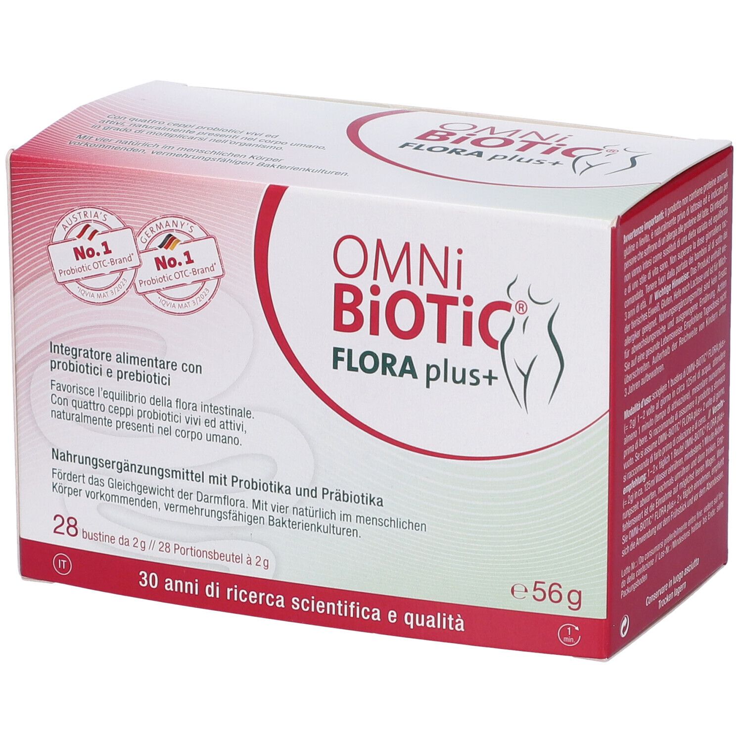 Omni Biotic Flora Plus+ Integratore Probiotici e Prebiotici 28 Bustine da 2 g - Institut Allergosan GmbH - Immagine 4