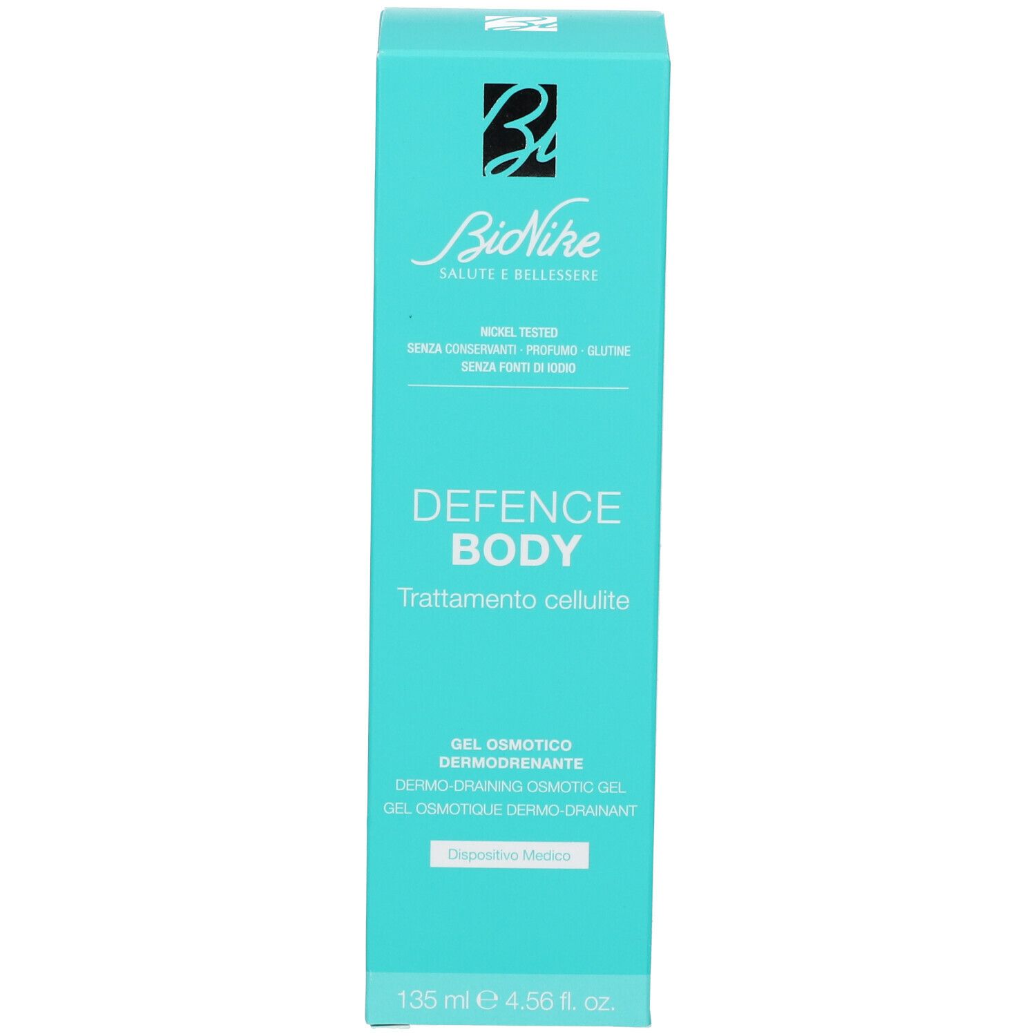 Confezione, scatola. Bionike DEFENCE BODY. Gel Osmotico Dermodrenante. 135 ml.
