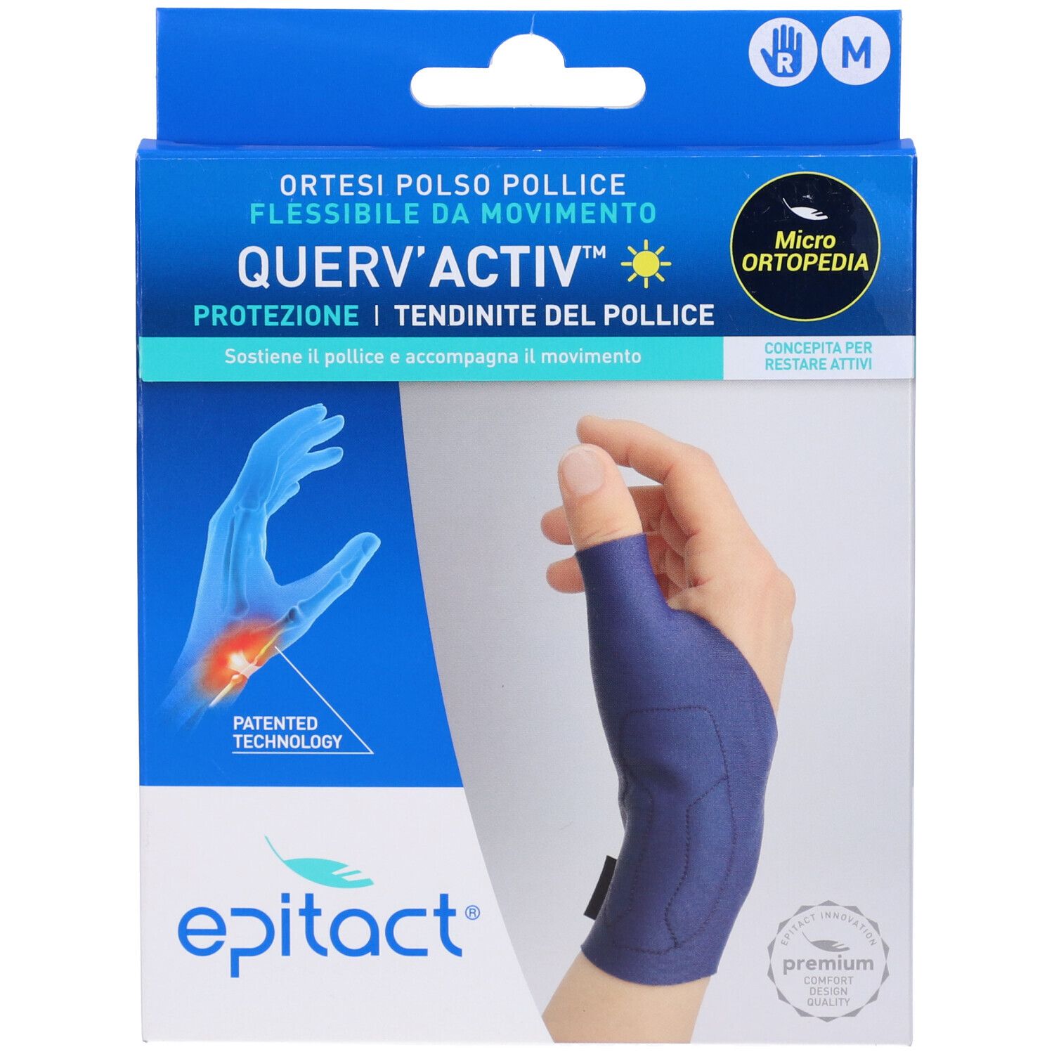 Epitact Tutore Polso/Pollice Per Tendinite QUERV'ACTIV Mano Destra Taglia M