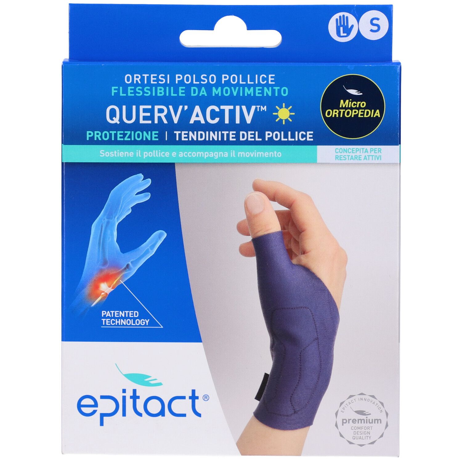 Epitact Tutore Polso/Pollice Per Tendinite QUERV'ACTIV Mano Sinistra Taglia S